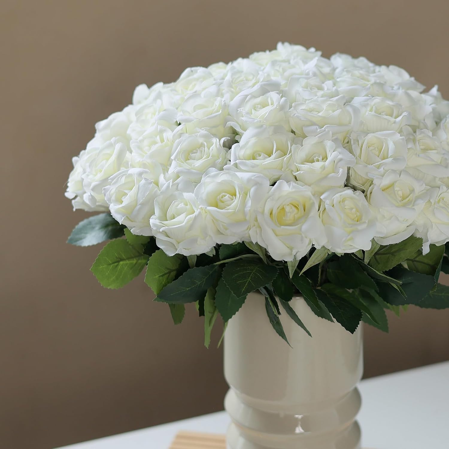 YXZZWL 60 Pcs Artificial Roses White Realistic
