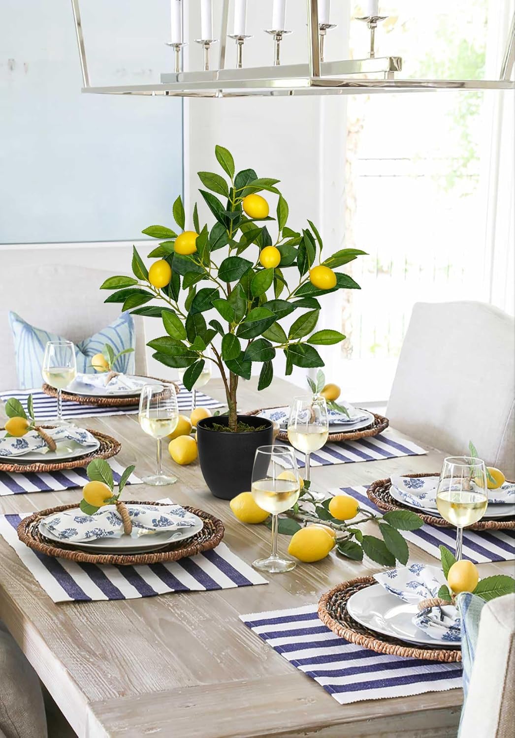 2Ft Artificial Lemon Trees 2 Pack Indoor with Black Pots