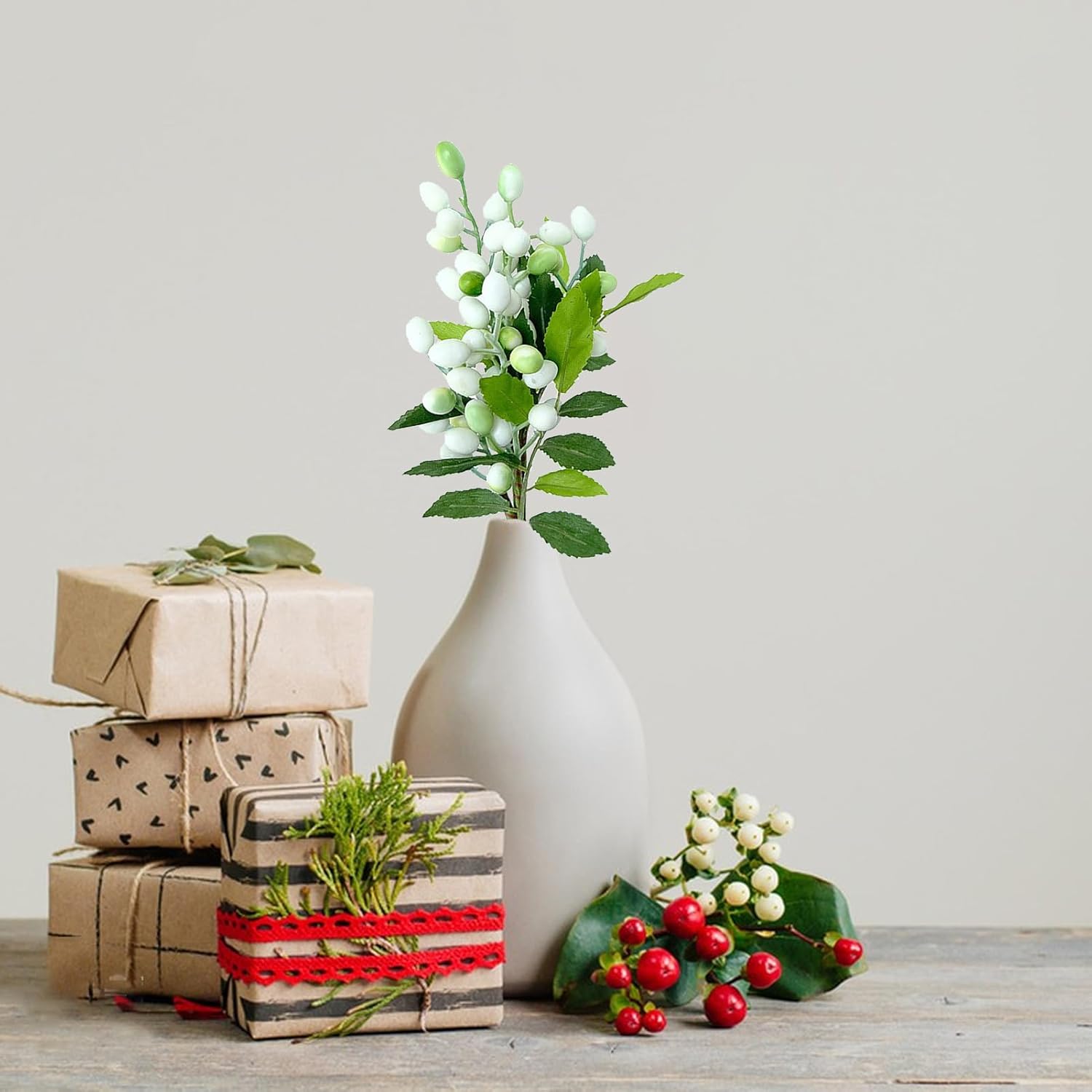 MISNODE 4PCS Artificial Olive Branches with Fruits 1