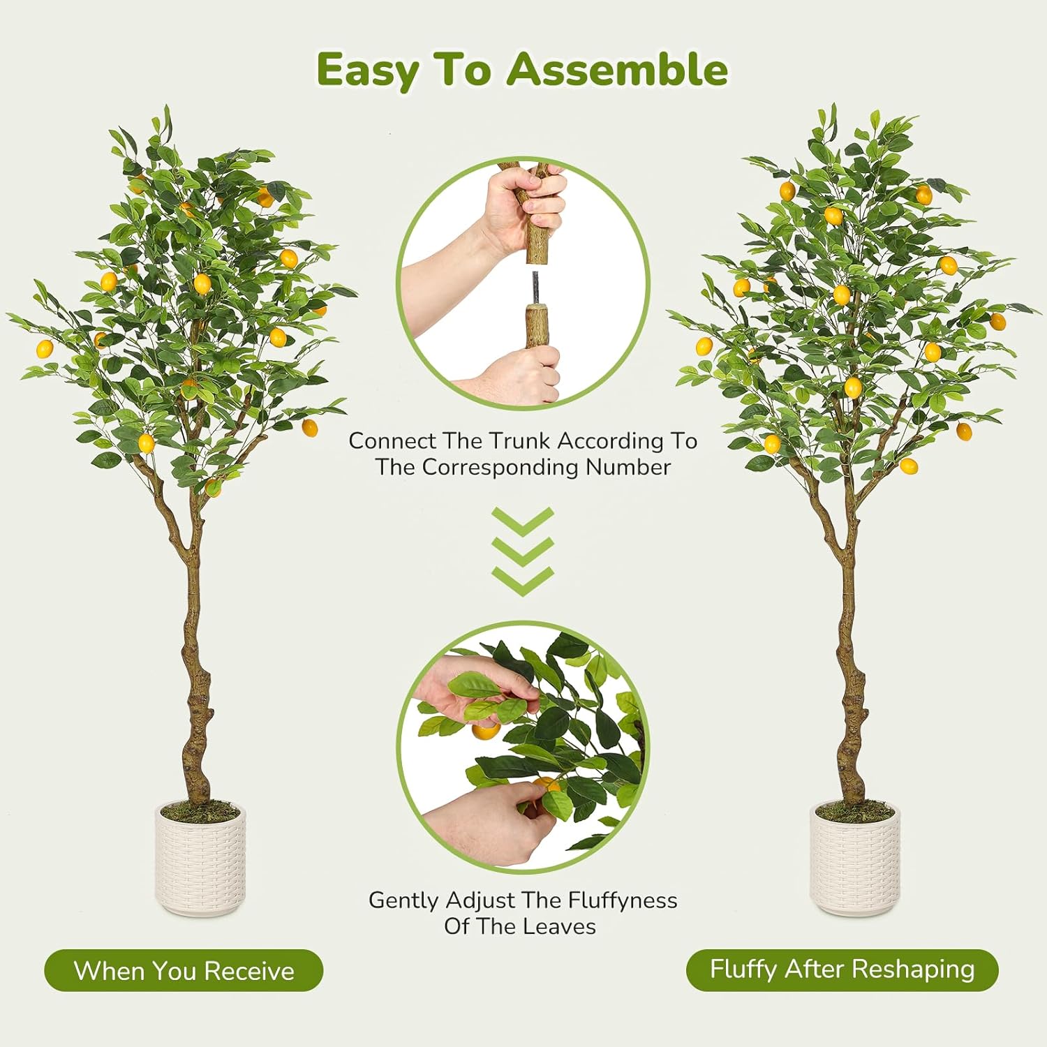 GarveeHome Artificial Lemon Tree with 100 LED Lights