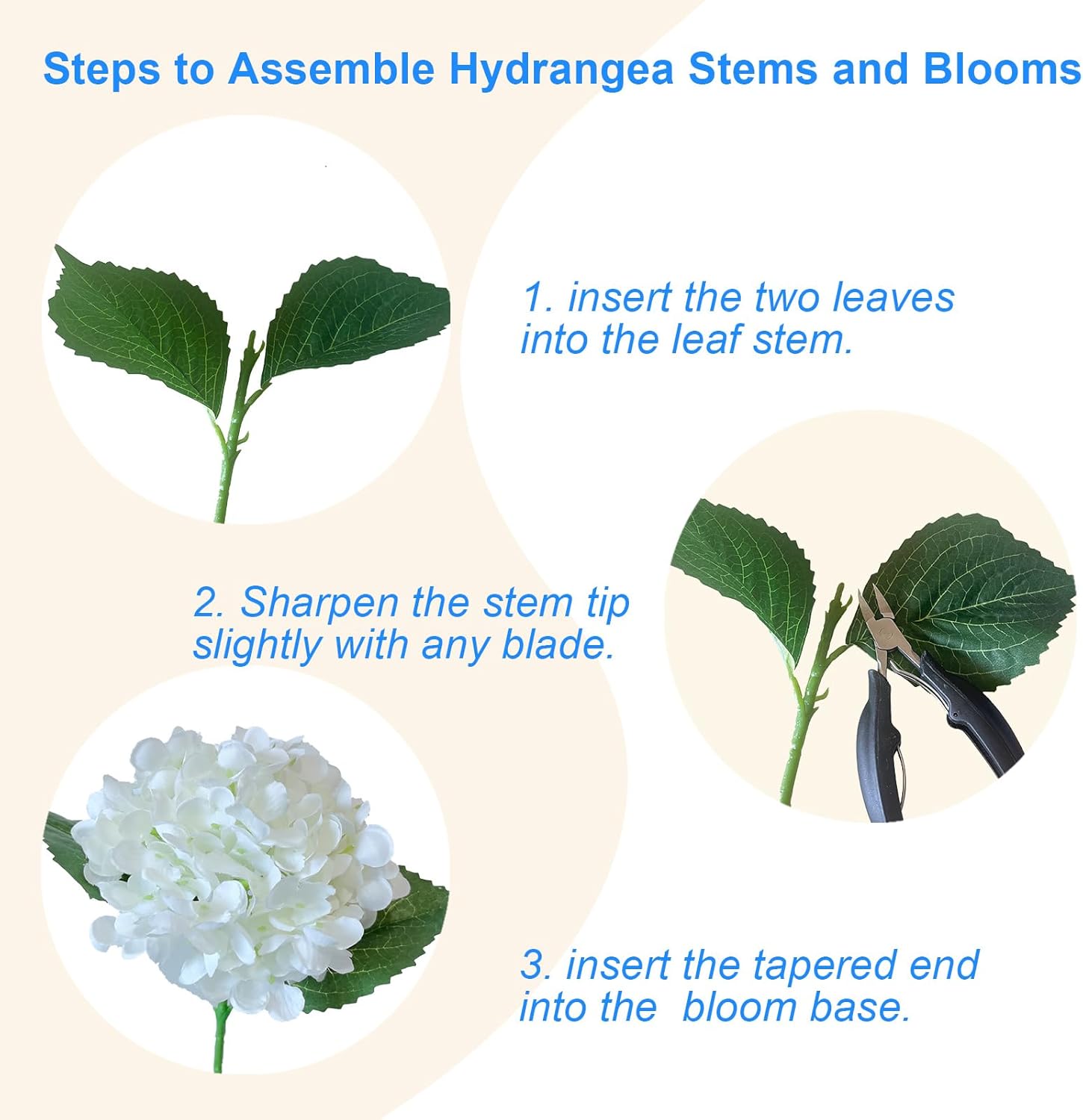 6PCS Premium White Hydrangea Artificial Flowers Bouquets