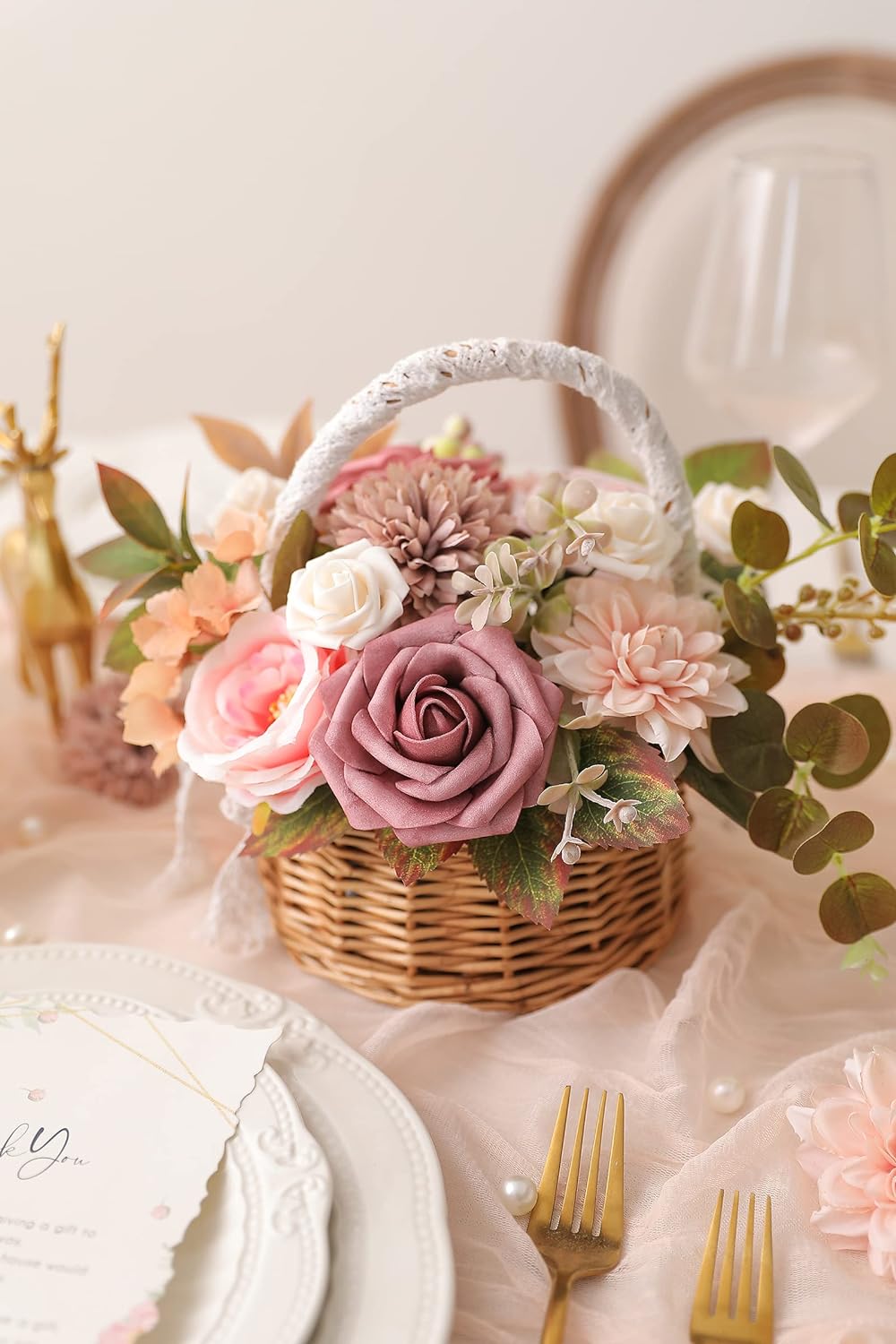 Artificial Flowers Gradient Pink Purple Combo Set
