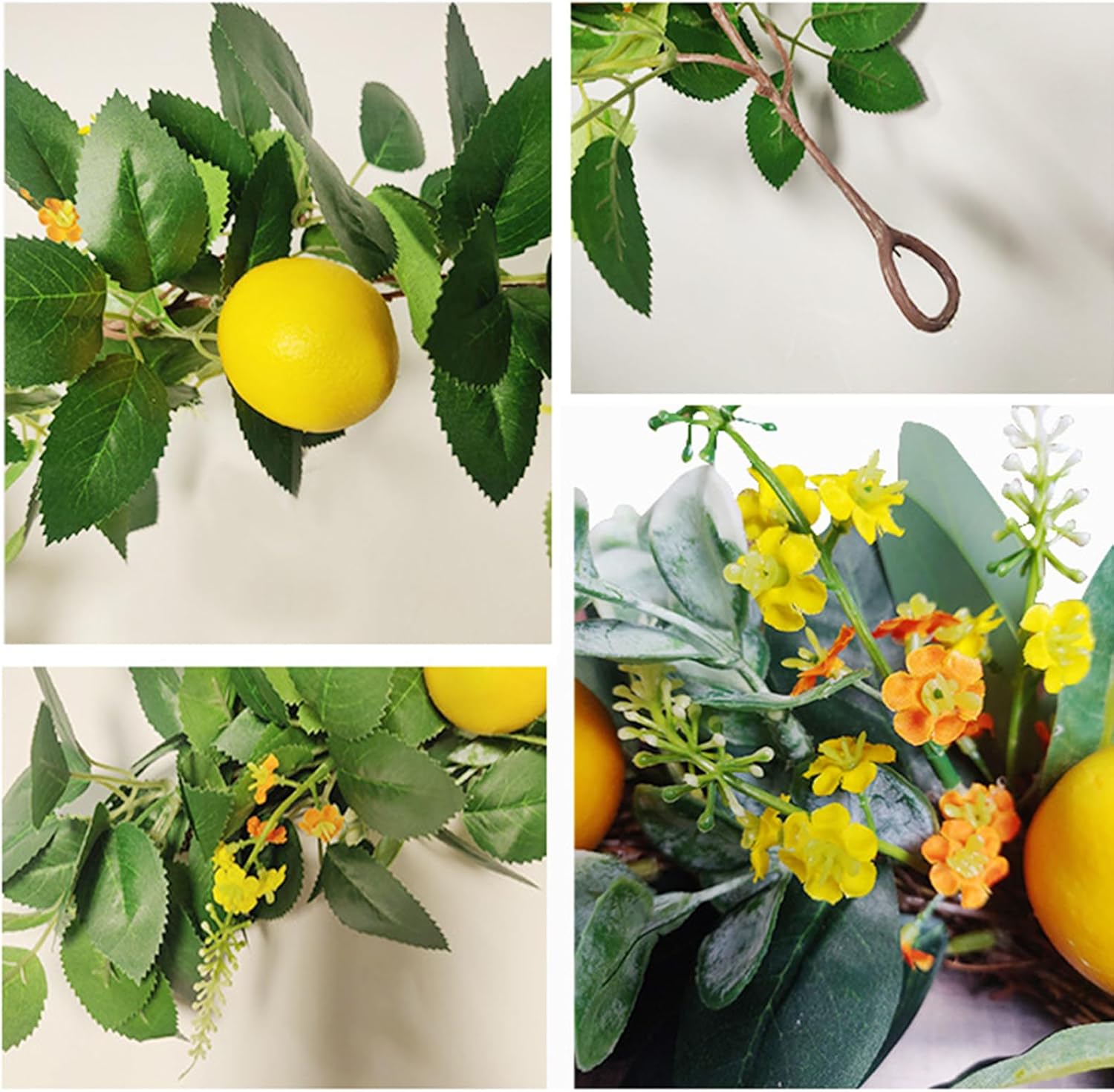 2 Pcs Artificial Lemon Garland with Flowers and Eucalyptus