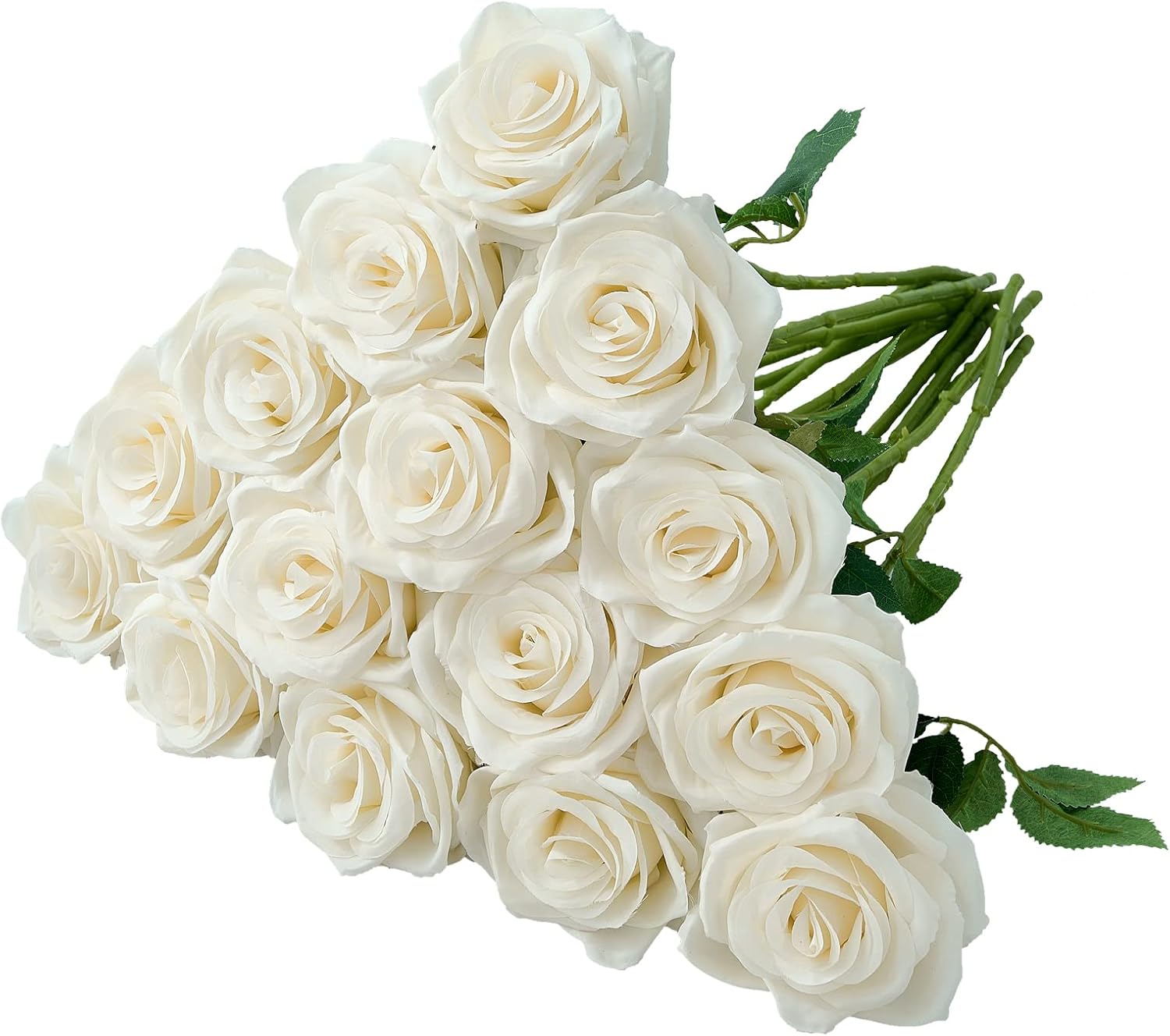 15PCS Ivory Roses Artificial Flowers for Wedding Decorations