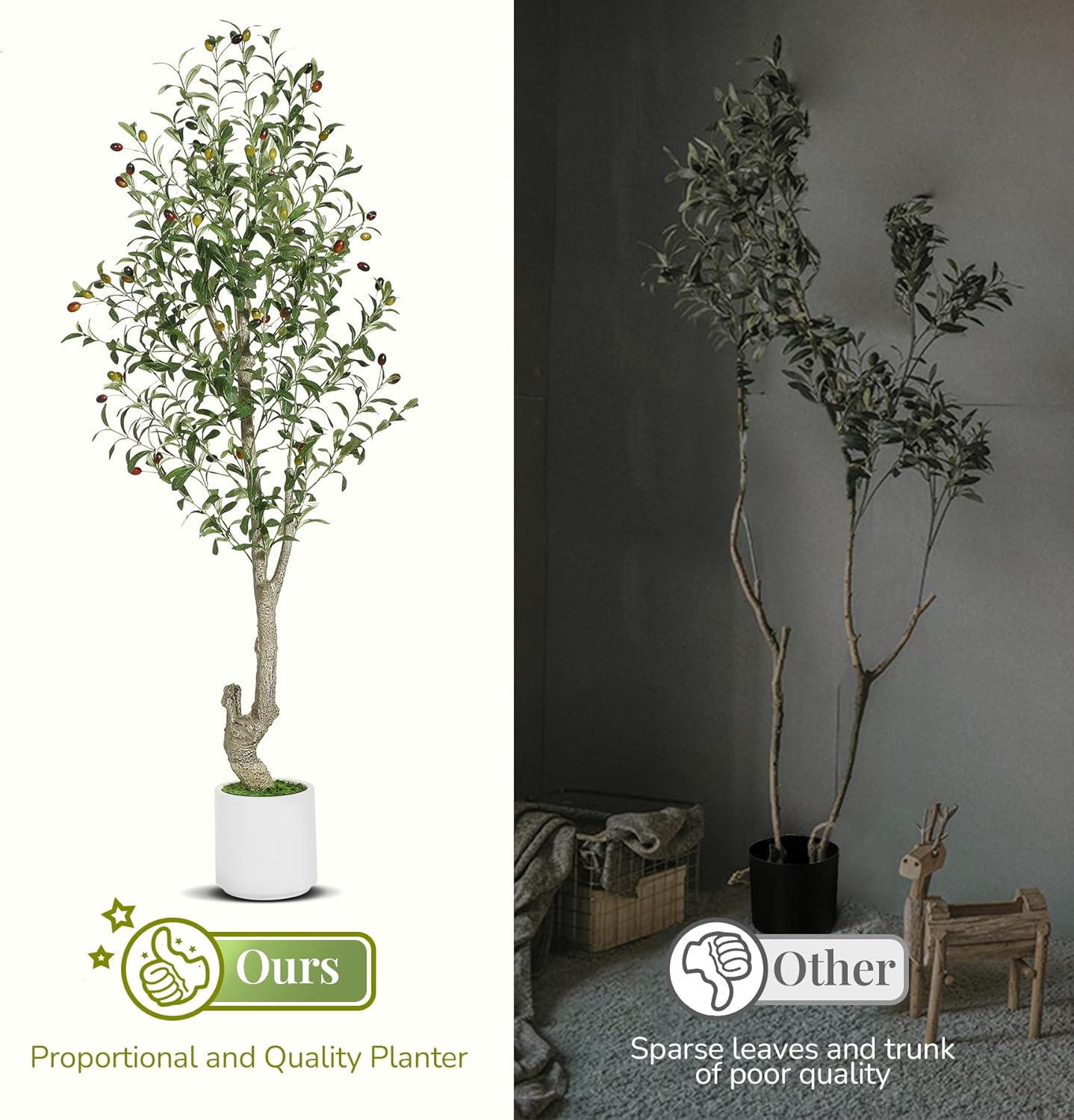 5ft Artificial Olive Tree with 72 Fruits and 864 Leaves 2 Pack