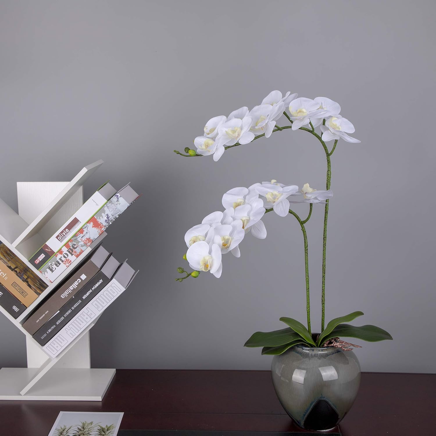 Fnize Artificial Orchid Real Touch 38 Inches 2pcs White