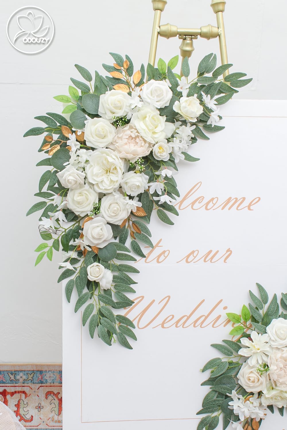Pack of 2 Artificial Wedding Arch Flowers Decorations Reusable White