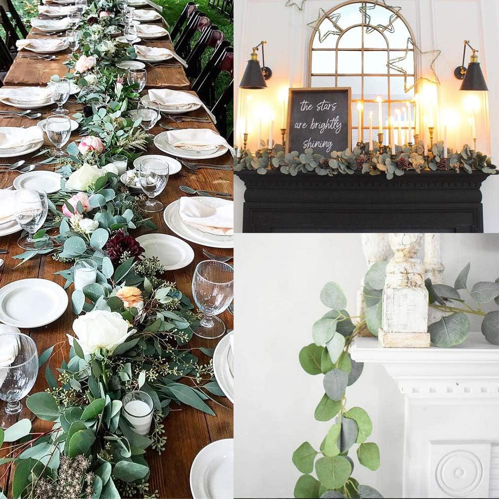 DearHouse Artificial Eucalyptus Garland 6FT Green Vines Wedding Backdrop Decor