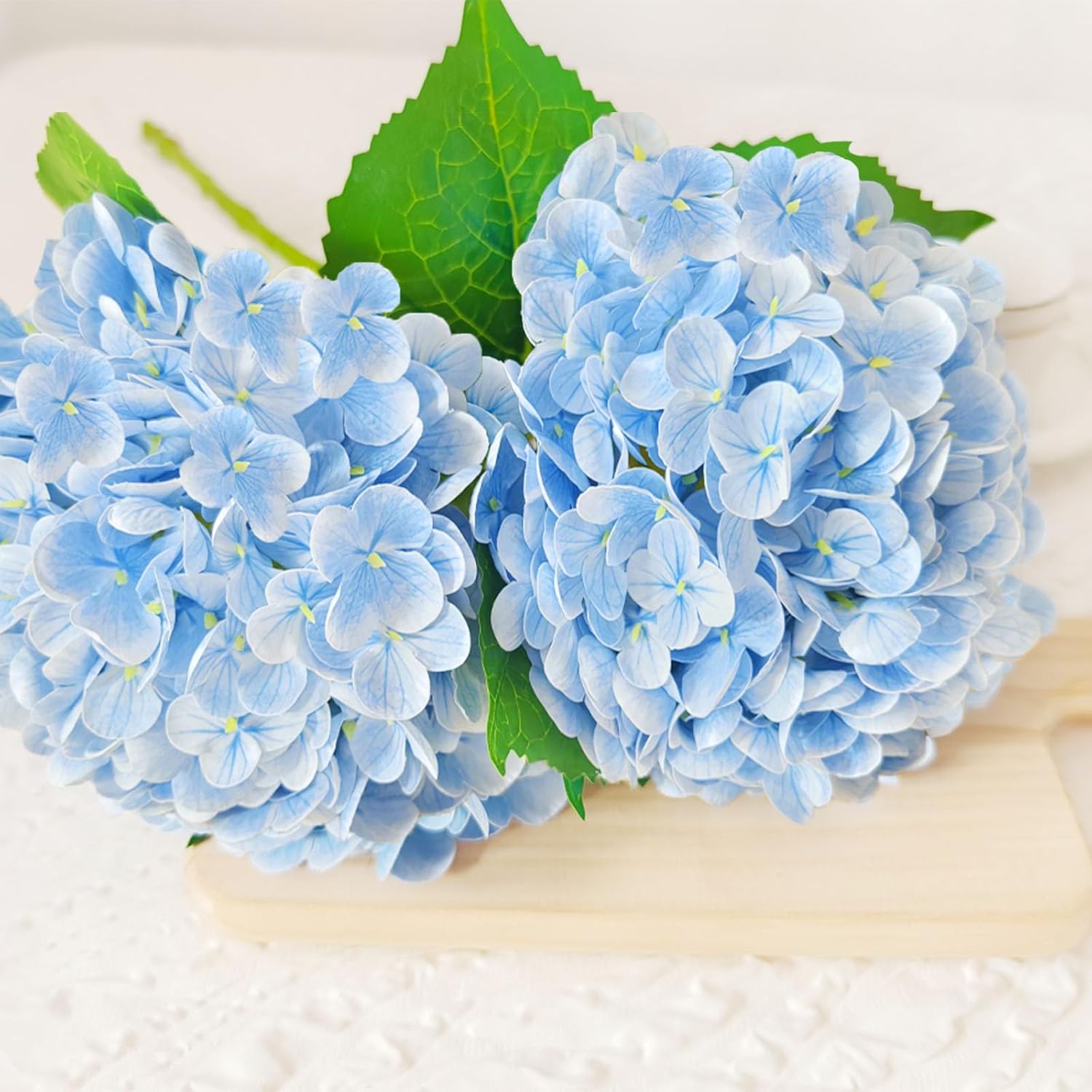 Real Touch Blue Hydrangea Artificial Flowers 3 Pcs