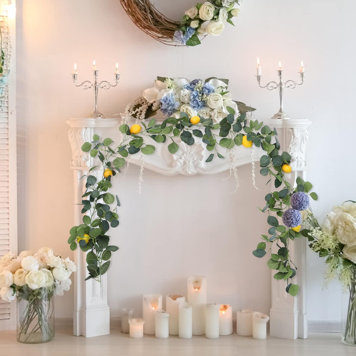FQQWEE 2Pcs Artificial Lemon Garland for Home Wedding Decor