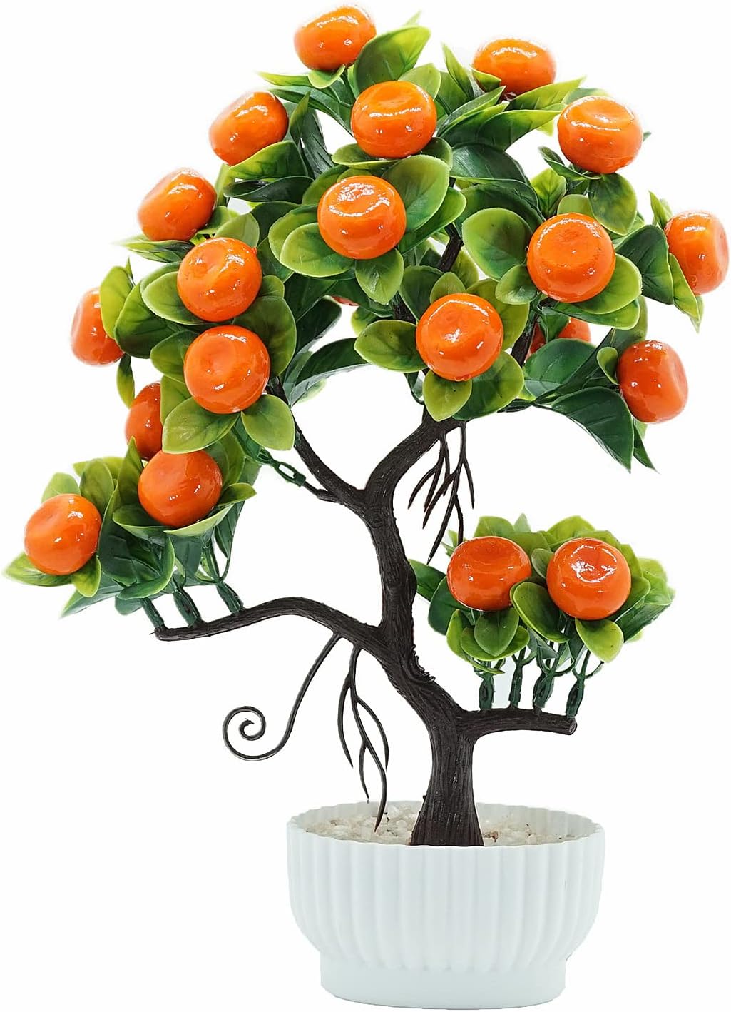 14 Inch Faux Orange Tree Bonsai with Vase and Pot