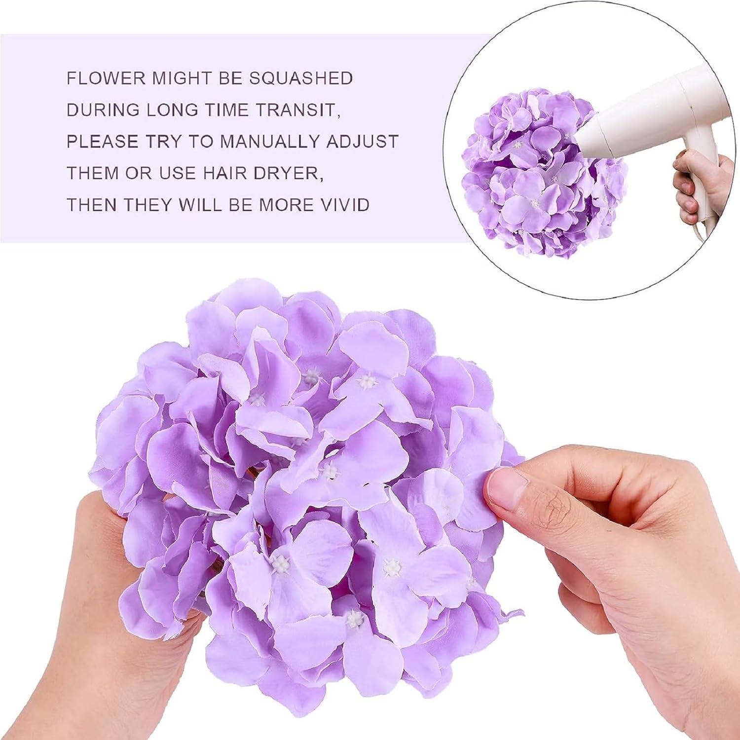 Tigeen 100 Pcs Purple Artificial Hydrangeas with Stems
