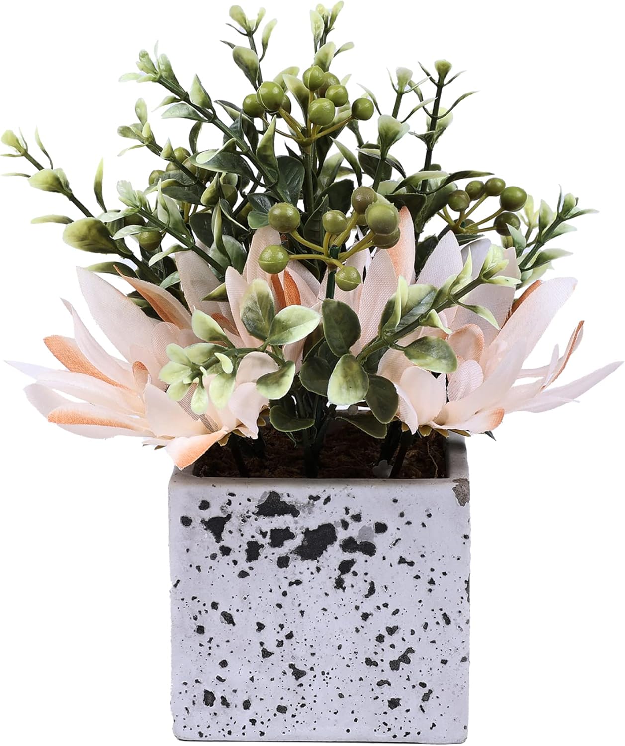 Jusdreen Artificial Flower Peony Eucalyptus Leaf Ceramic Pot Decor