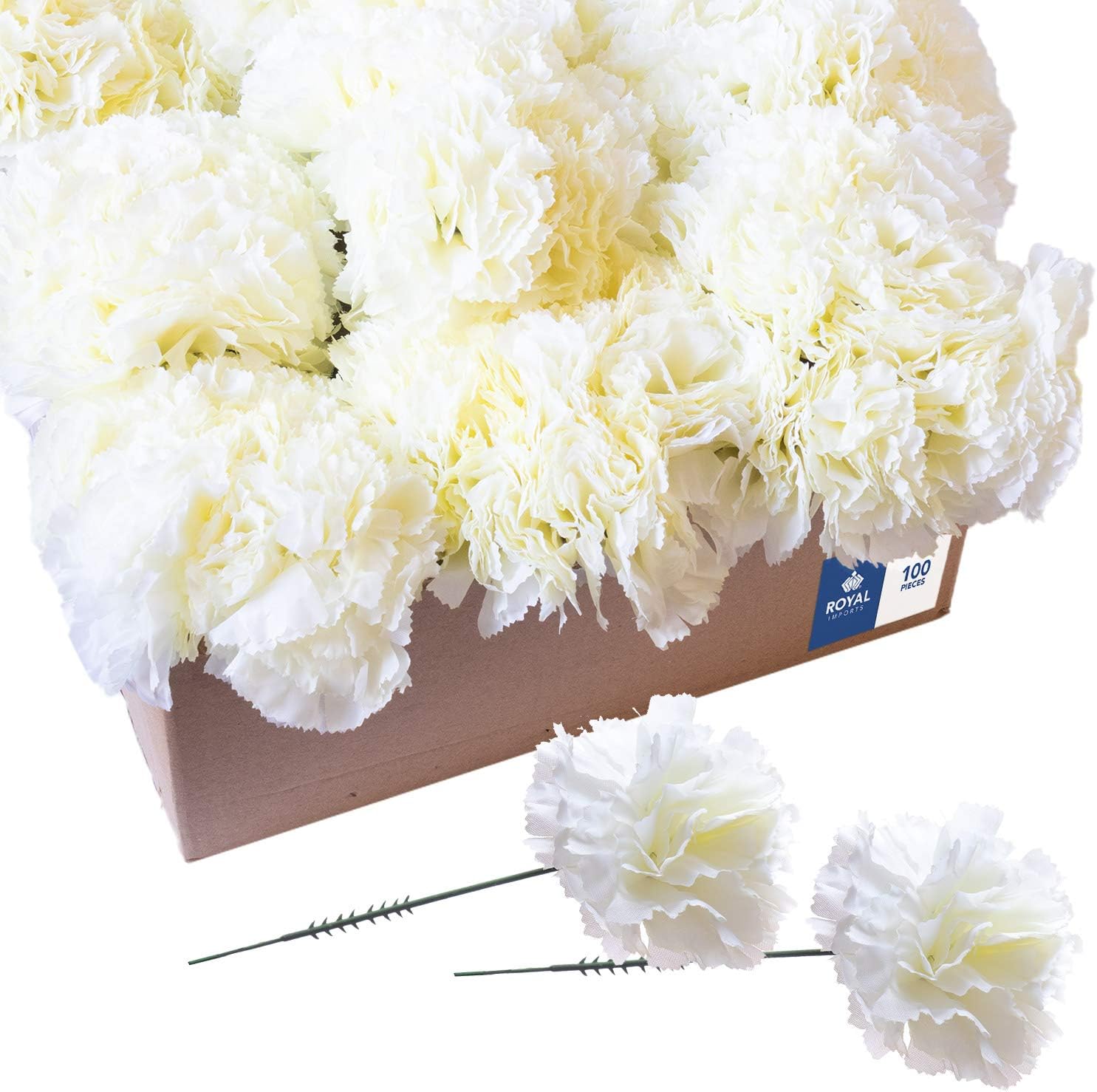Royal Imports Artificial Carnations Ivory 5 Stems