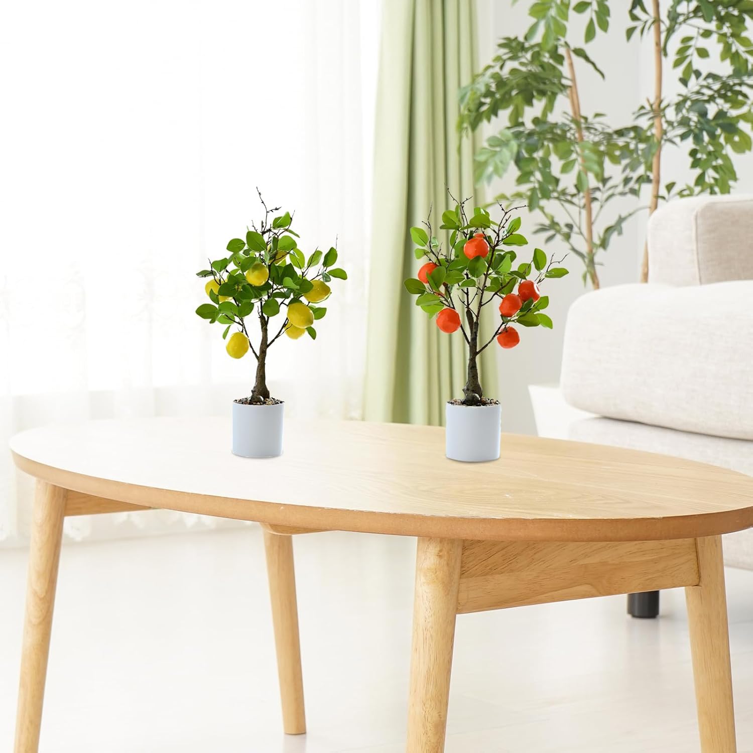 Premium Artificial Lemon Tree Bonsai with White Pot