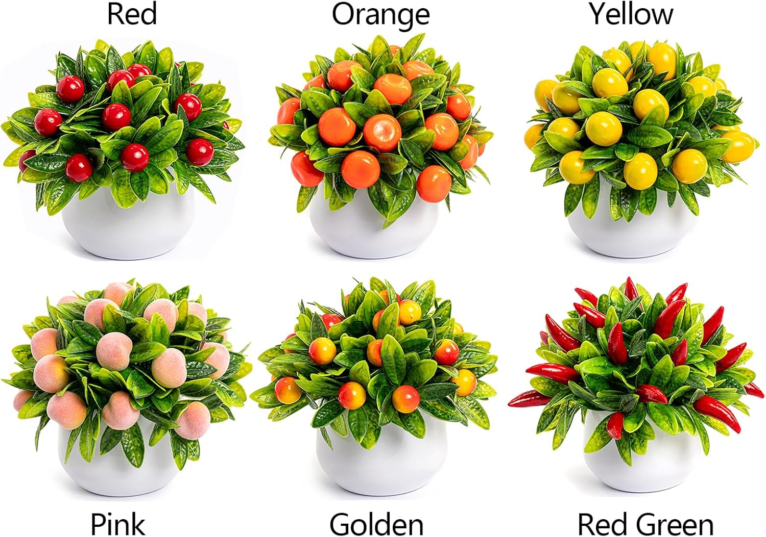 Belupai 2pcs Artificial Fruit Bonsai Trees