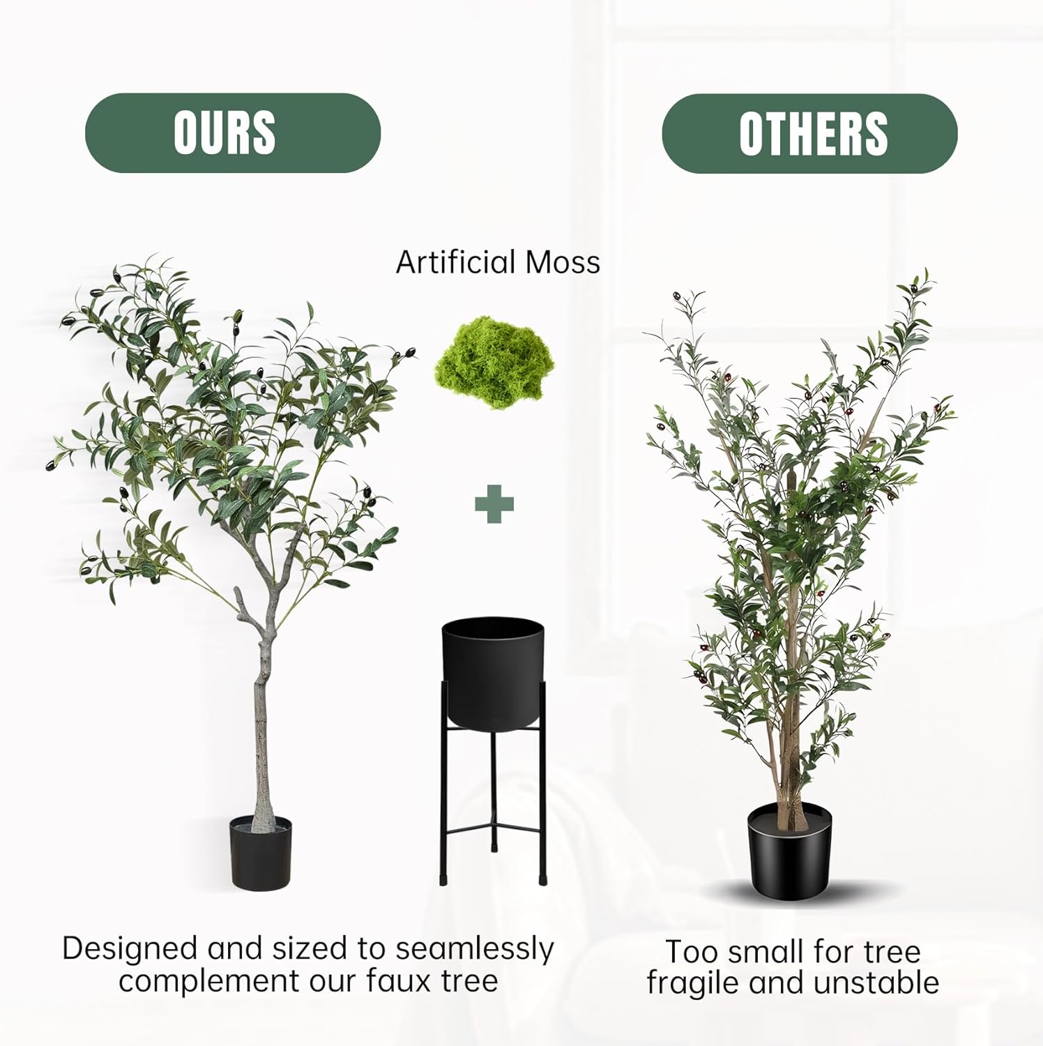 URALFA 5FT Artificial Olive Tree with Planter