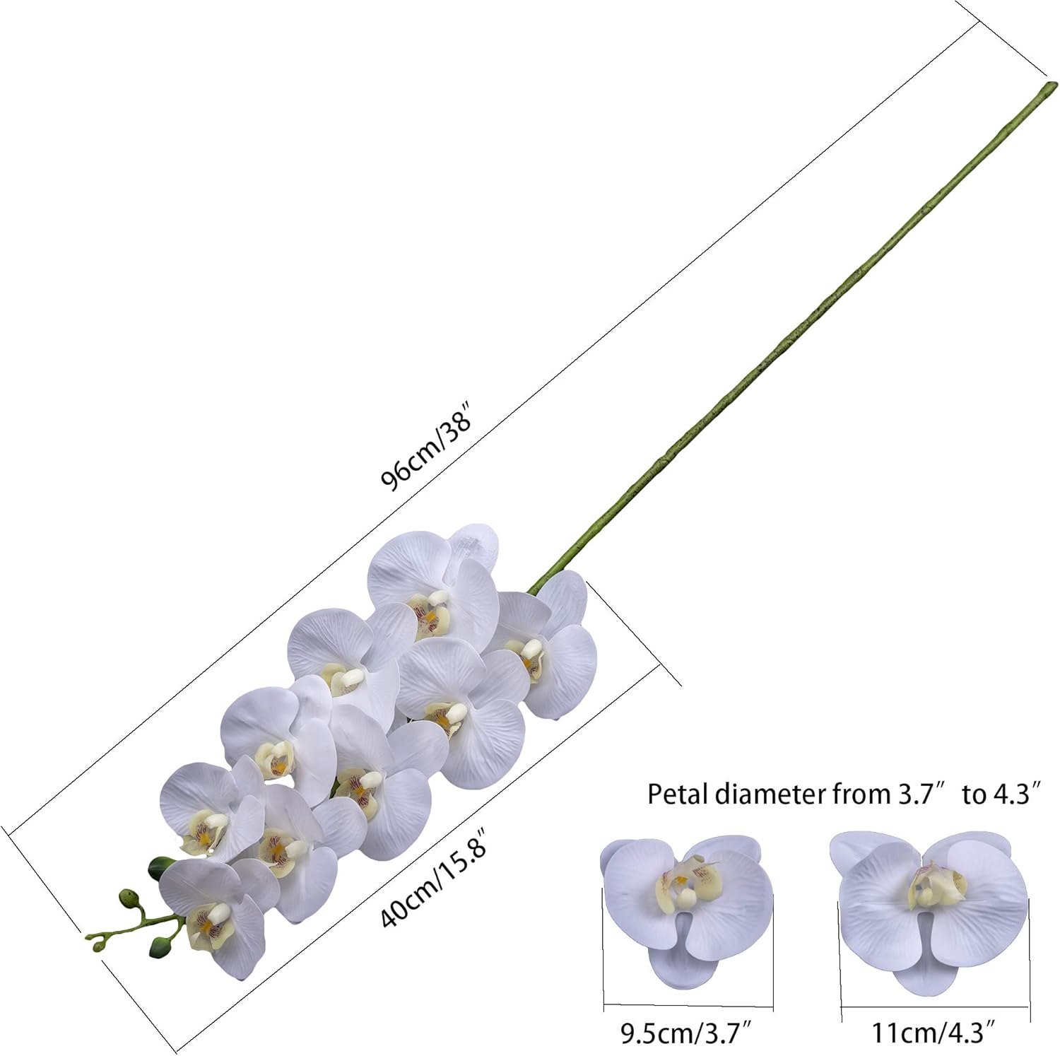 Fnize Artificial Orchid Real Touch 38 Inches 2pcs White