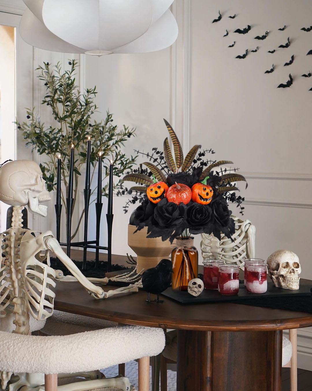 Halloween Artificial Flower Arrangements with Vase
