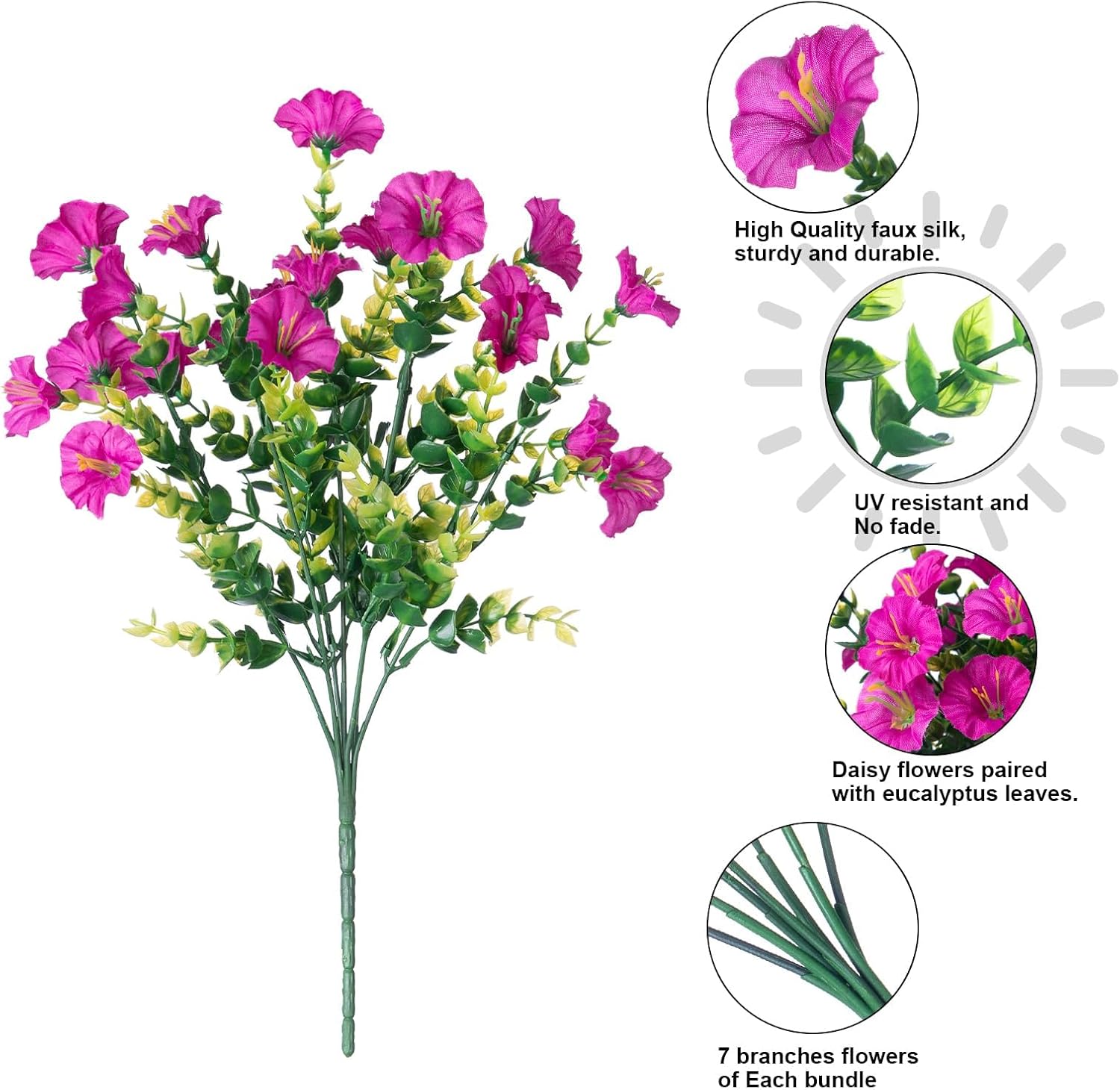 Ivydale 12 Bundle Artificial Morning Glory Flowers with Eucalyptus Leaves