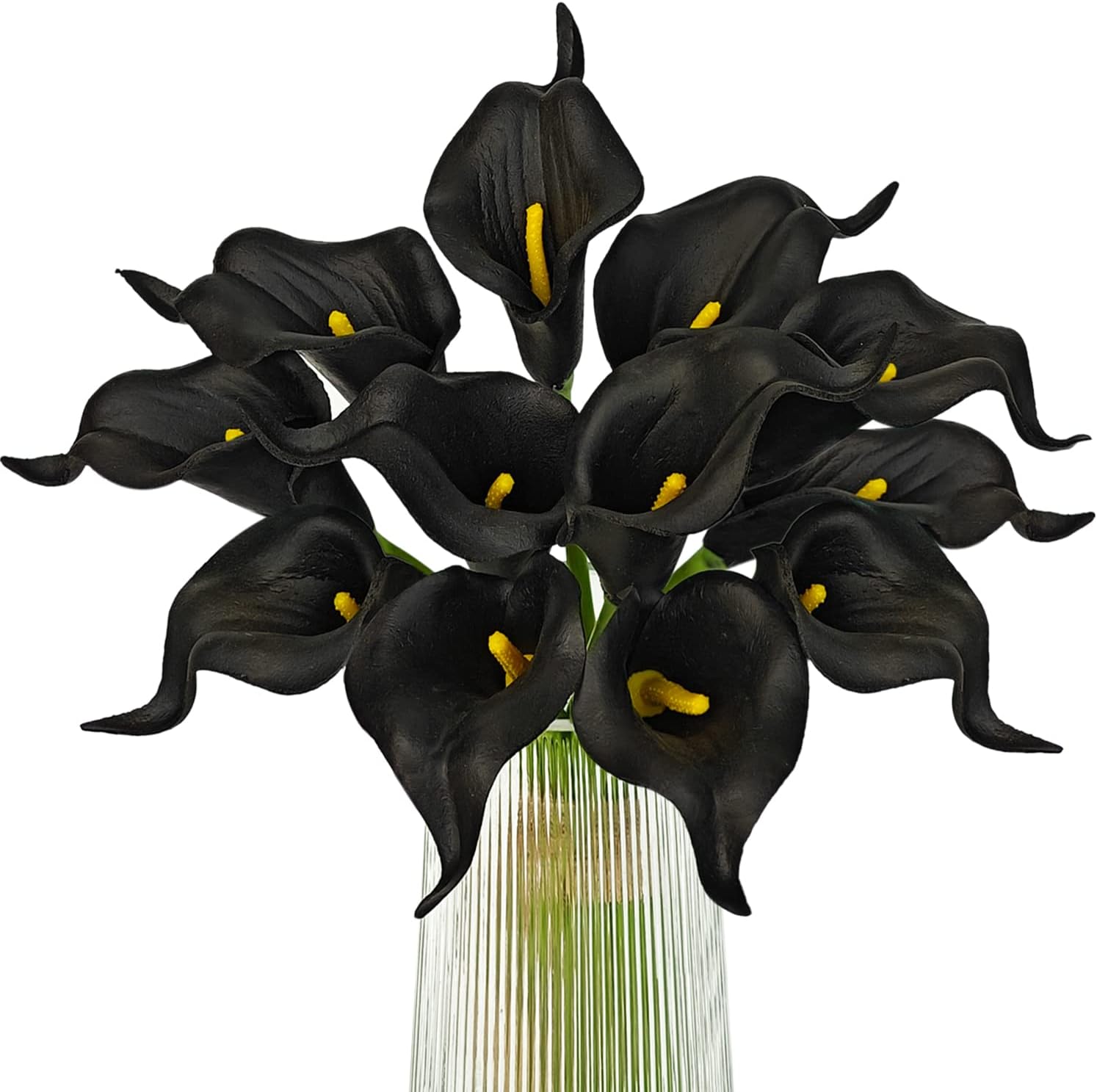 Letjolt Artificial Calla Lily Flowers Black 12Pcs Wedding Bouquet Decorations