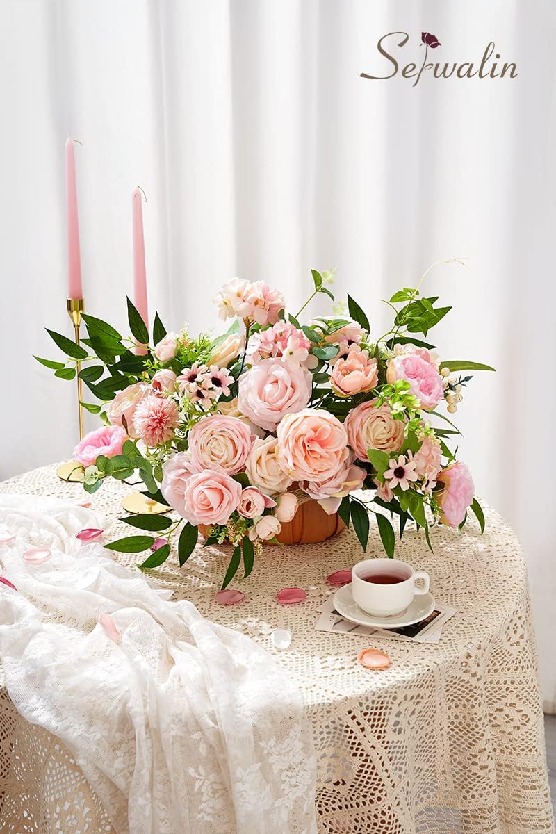 Serwalin Pink Wedding Artificial Flowers Silk Flowers Set