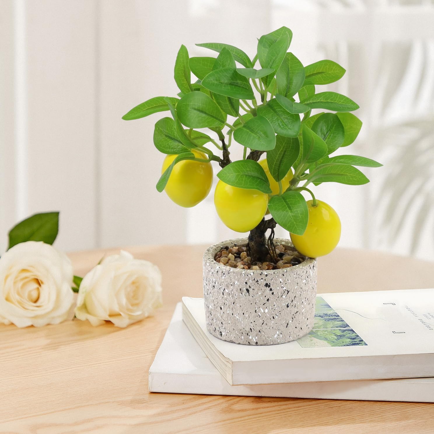 Woration Artificial Fake Yellow Lemon Tree Bonsai
