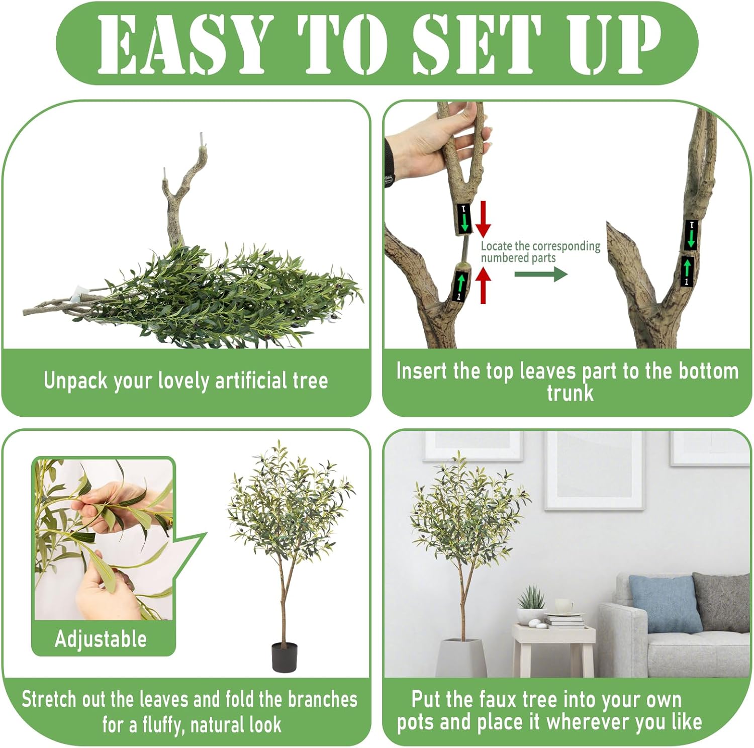 GOVIRAYE Artificial Olive Tree 5ft - Lifelike Indoor Faux Plant