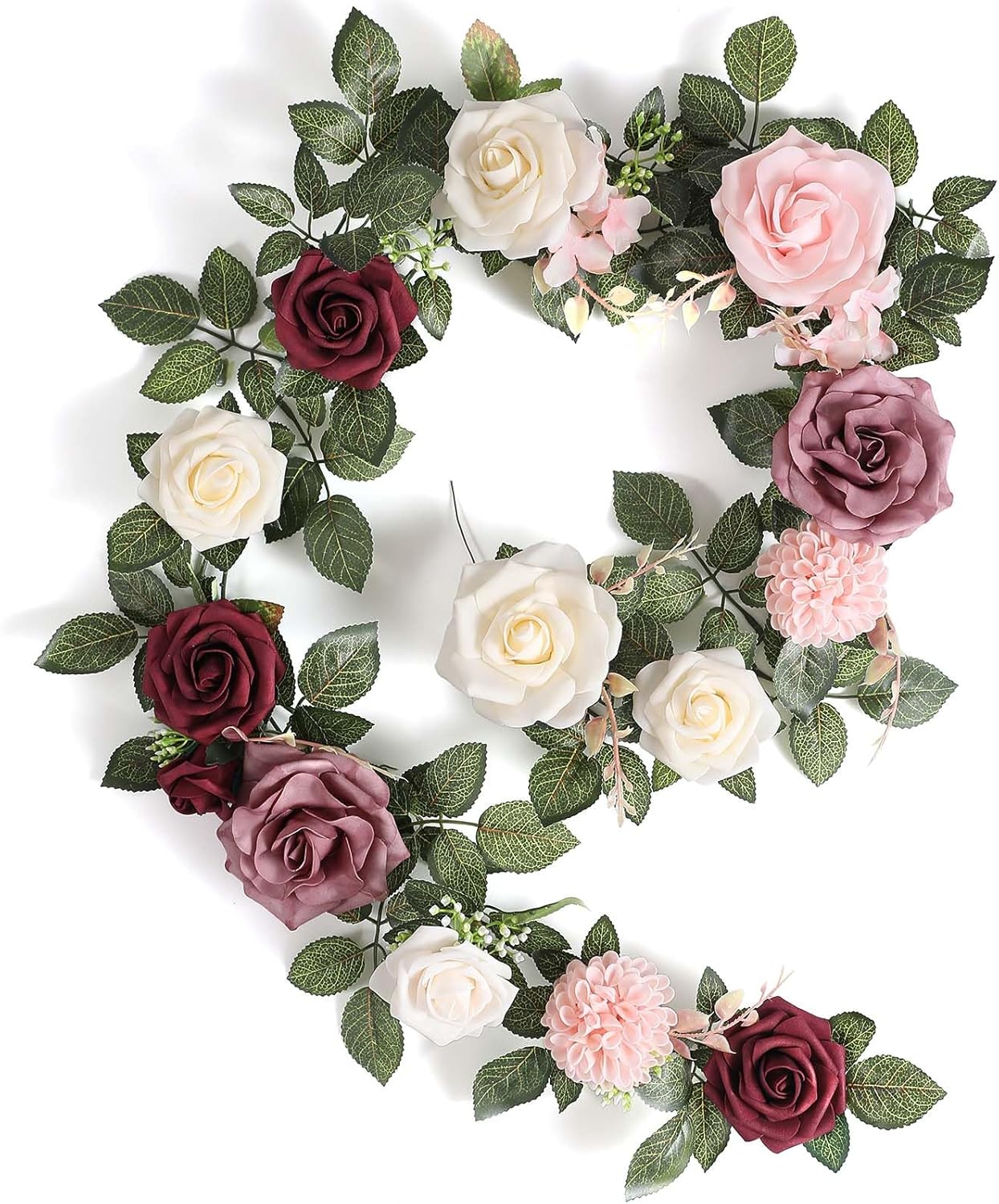 Garisey 5FT Artificial Rose Garland Burgundy Wedding Decor
