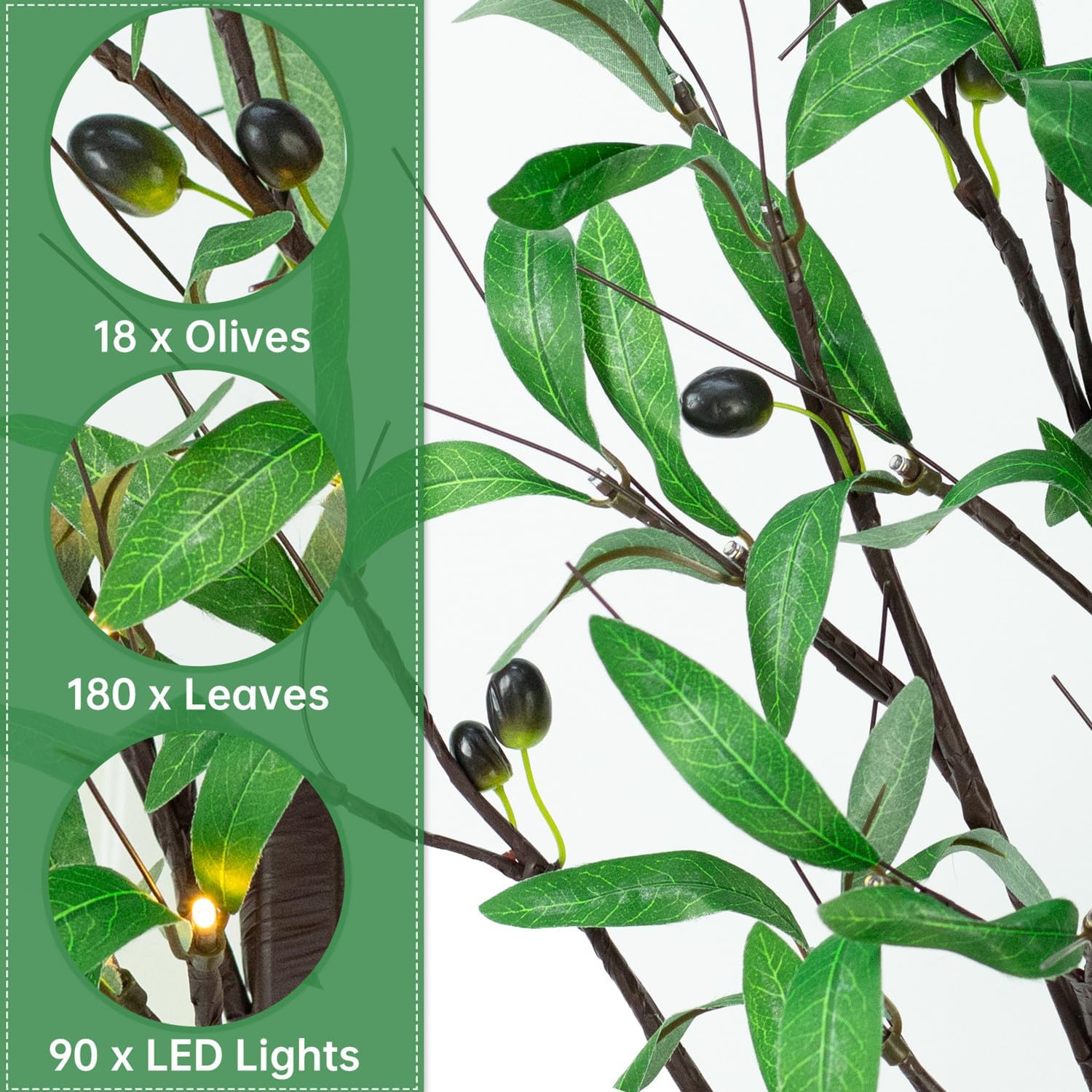 FastDeng Lighted Olive Tree 6ft Artificial Tree with 130 LED Lights