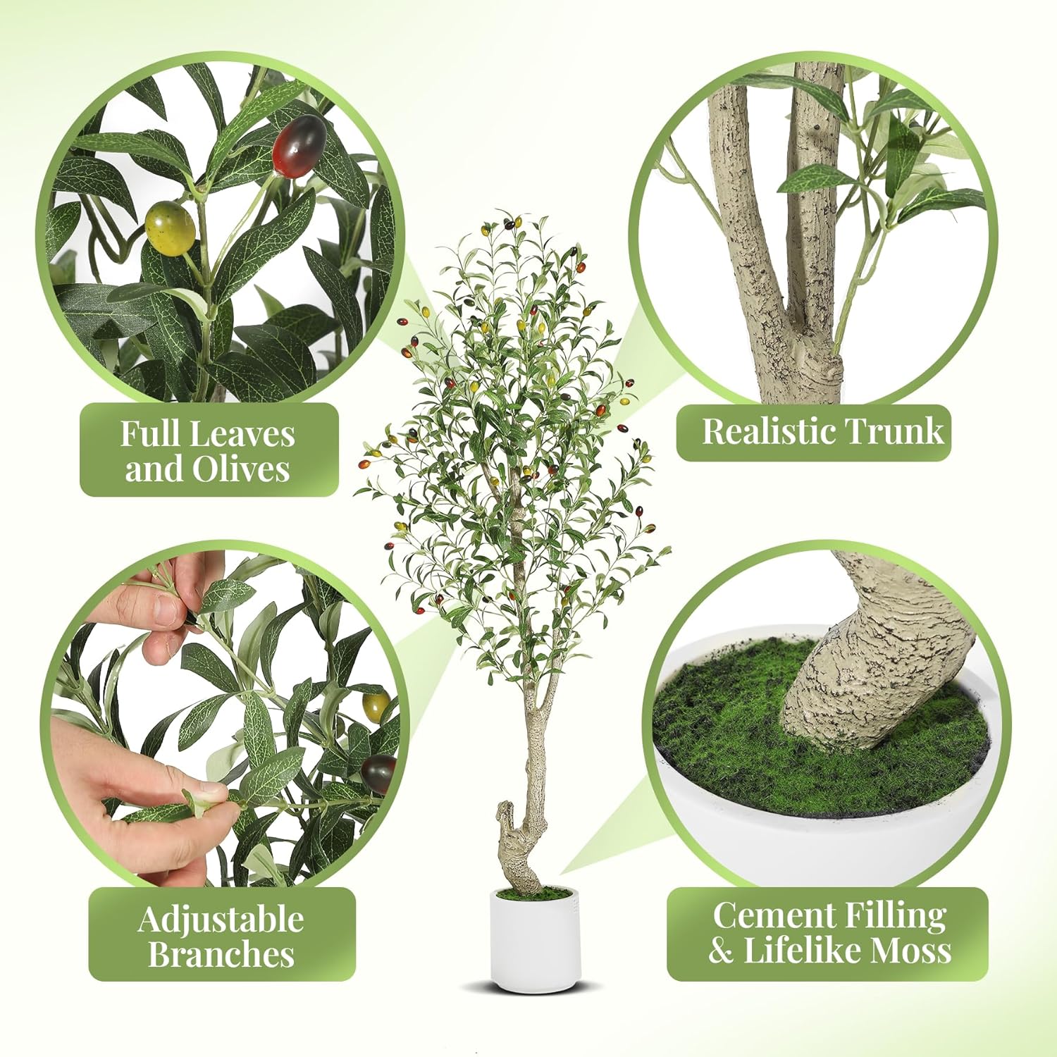 5ft Artificial Olive Tree with 72 Fruits and 864 Leaves 2 Pack