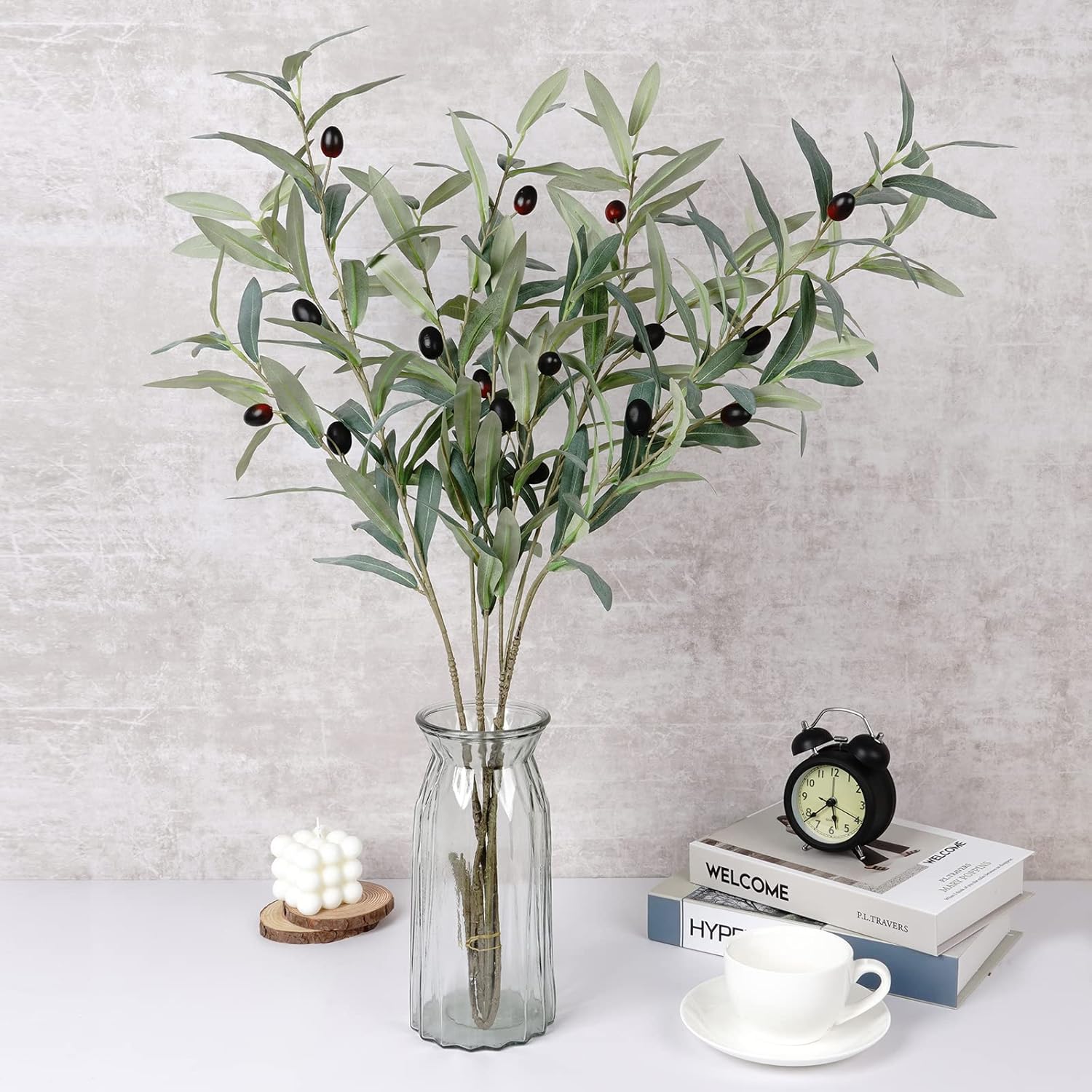 4PCS Artificial Olive Branches for Home Decor