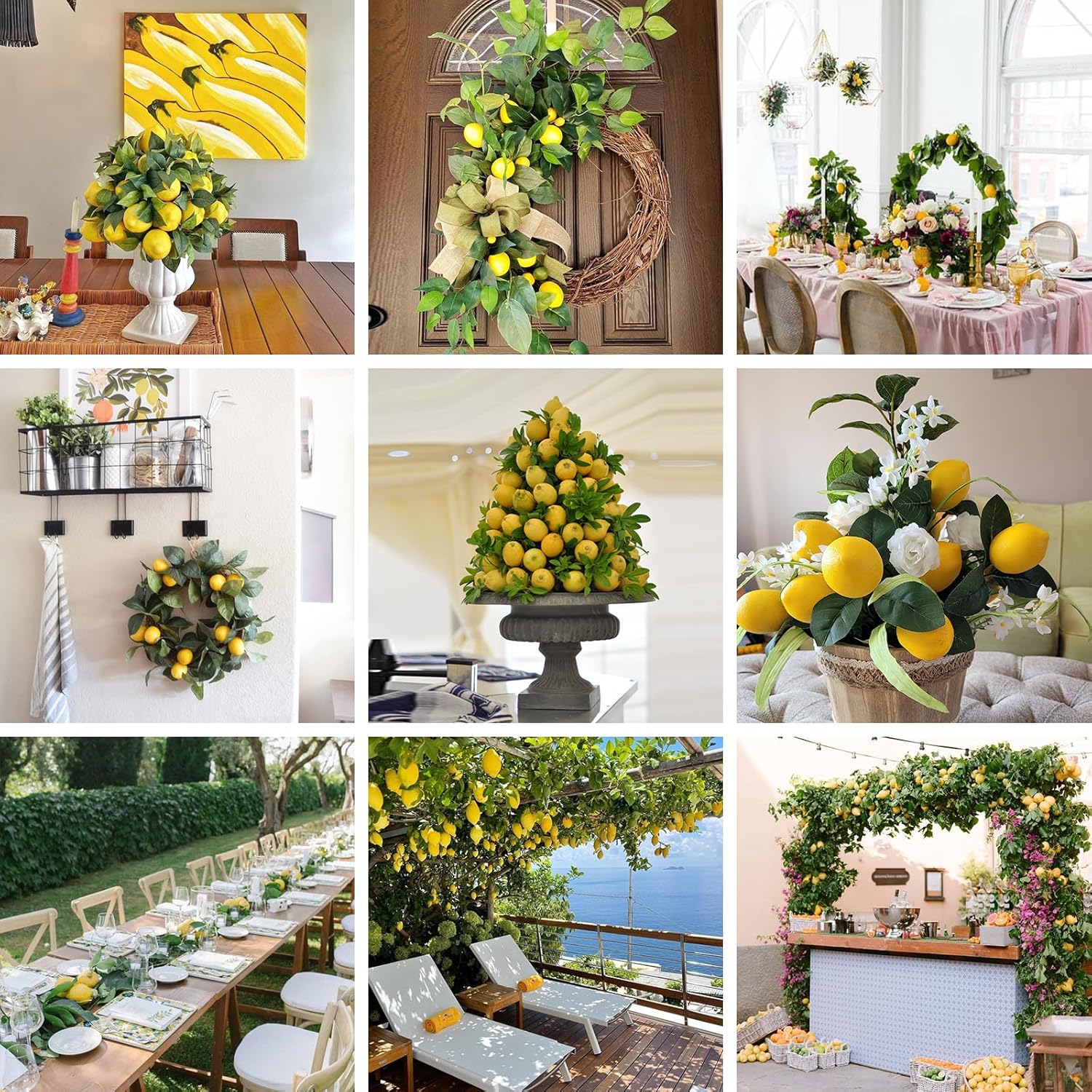 3 Strands Lemon Artificial Vine Garland 71 Inches