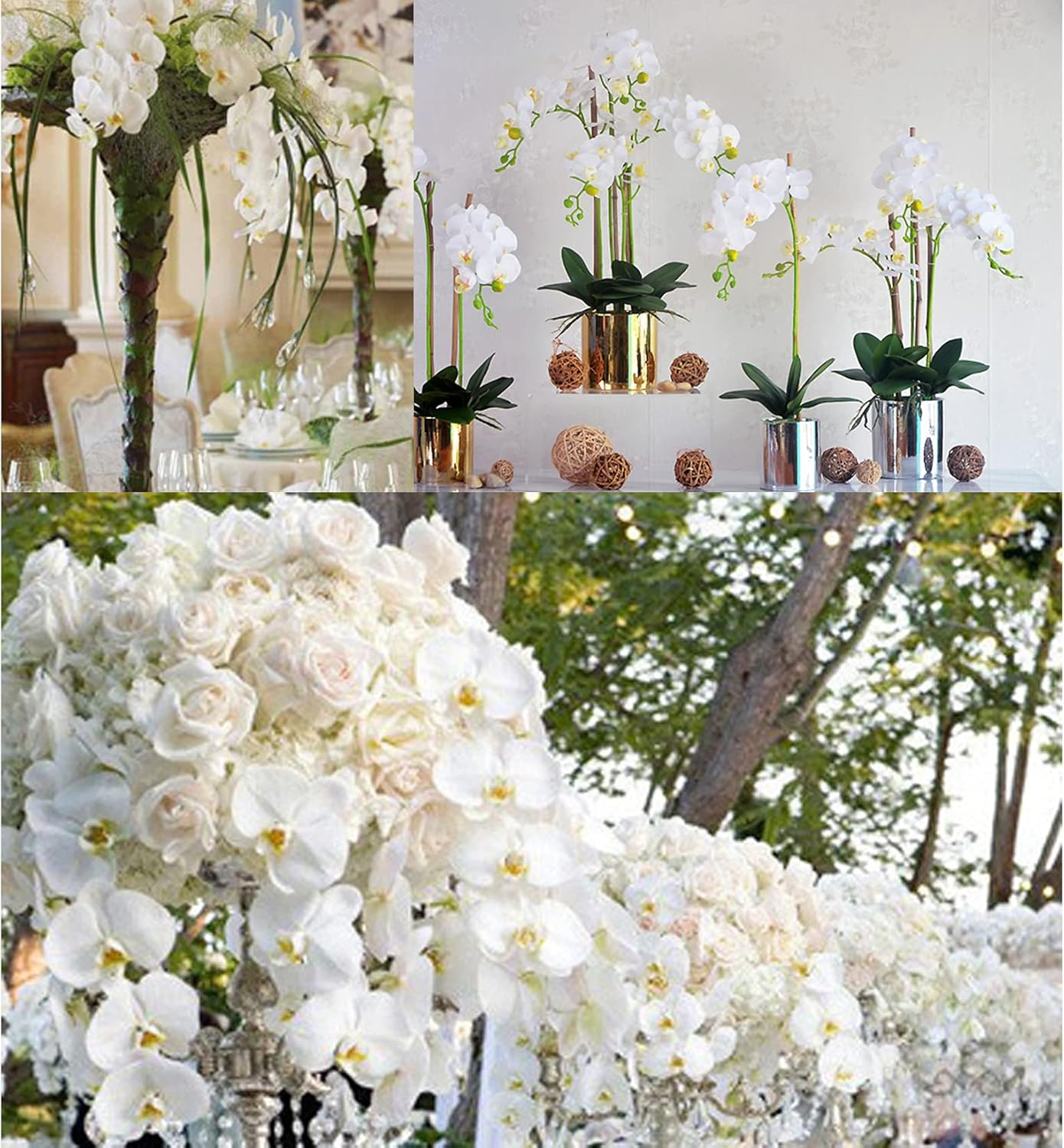 FagusHome 32 Inch Artificial Orchid Flowers 6 Pcs