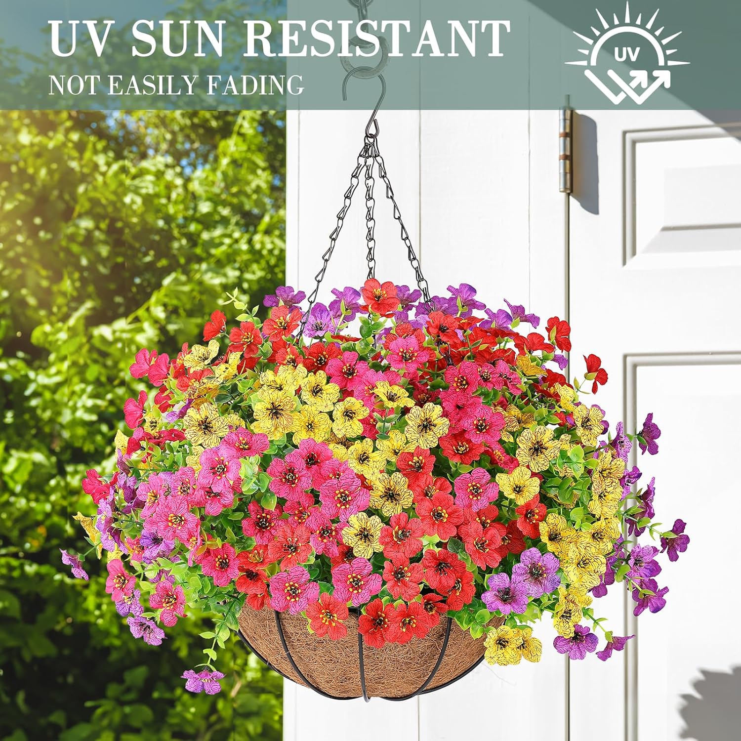 AGIRL Artificial Hanging Flowers Decor Basket