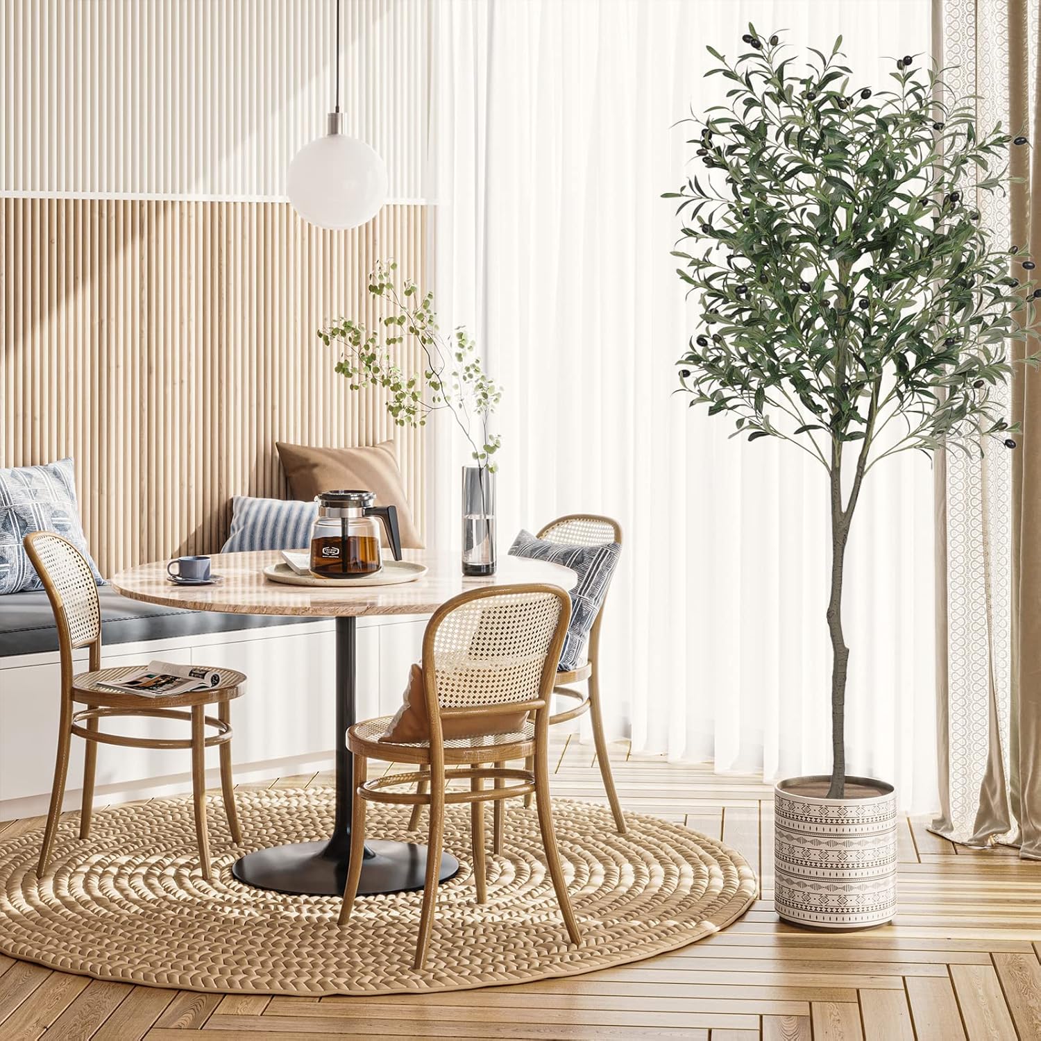 VIAGDO 6ft Artificial Olive Tree with Planter Decor