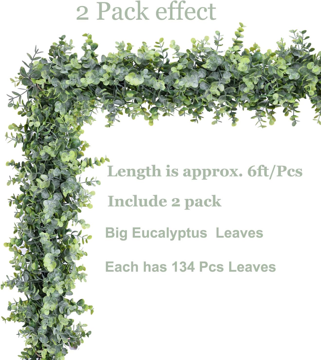 DearHouse 6 Pack Faux Eucalyptus Garland Plant