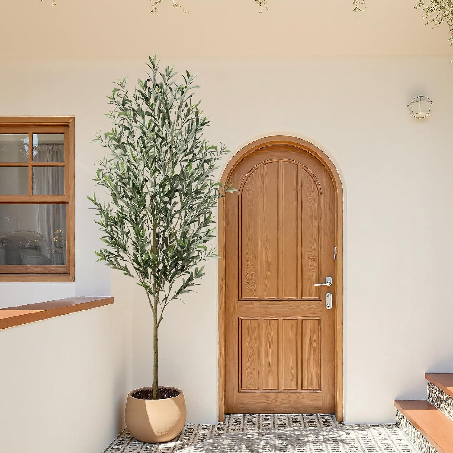 7FT Artificial Olive Tree with Realistic Fruits and Trunk