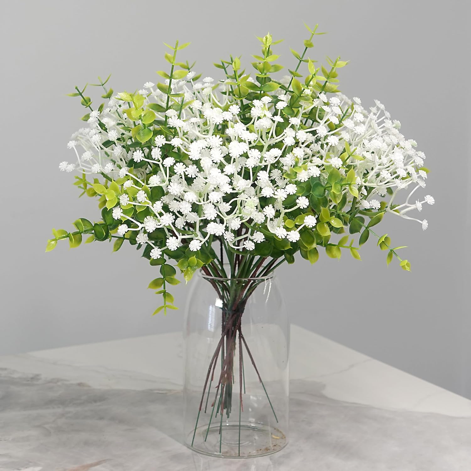 Huoter Artificial Baby Breath Flowers 20 Stem White Set