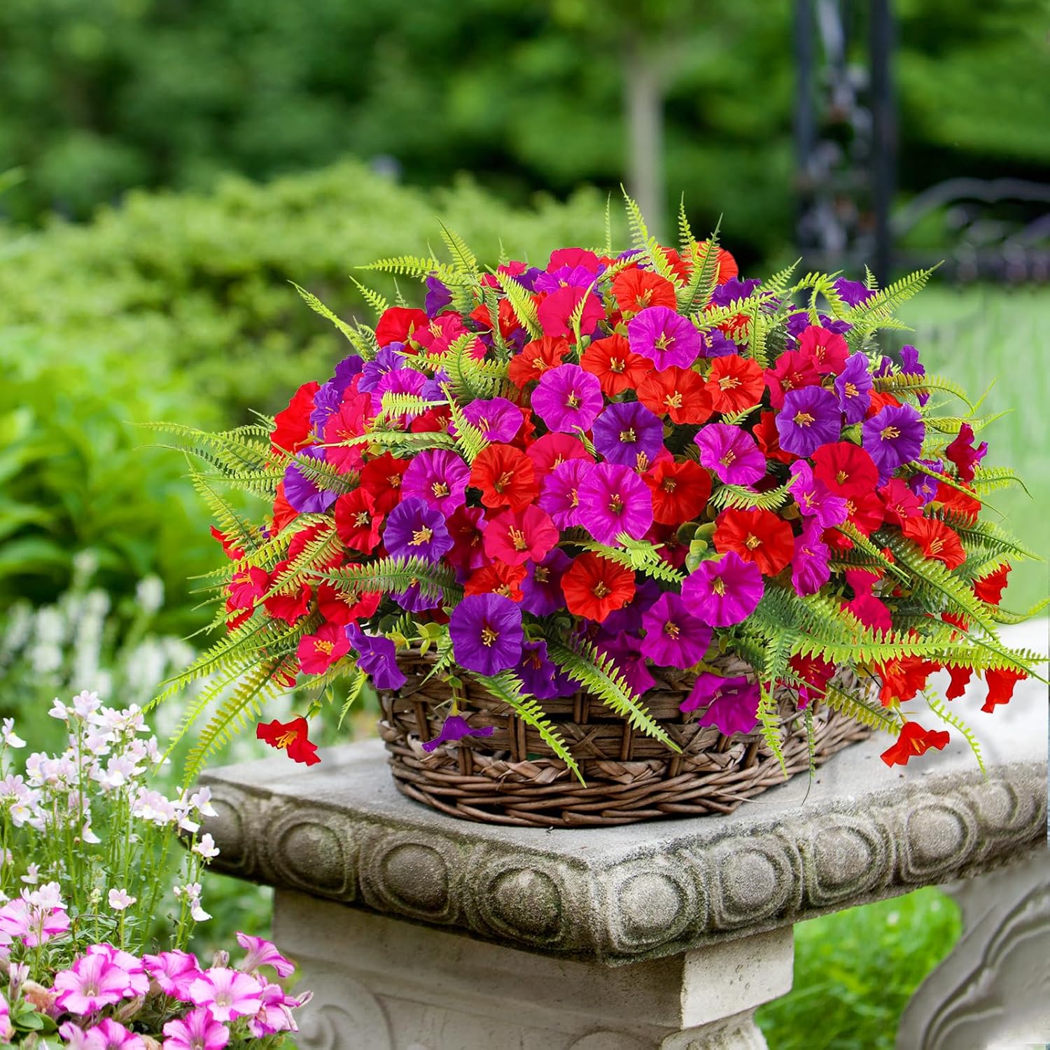 HIAGROW Artificial Petunias Flowers 12 Bundles UV Resistant Decor