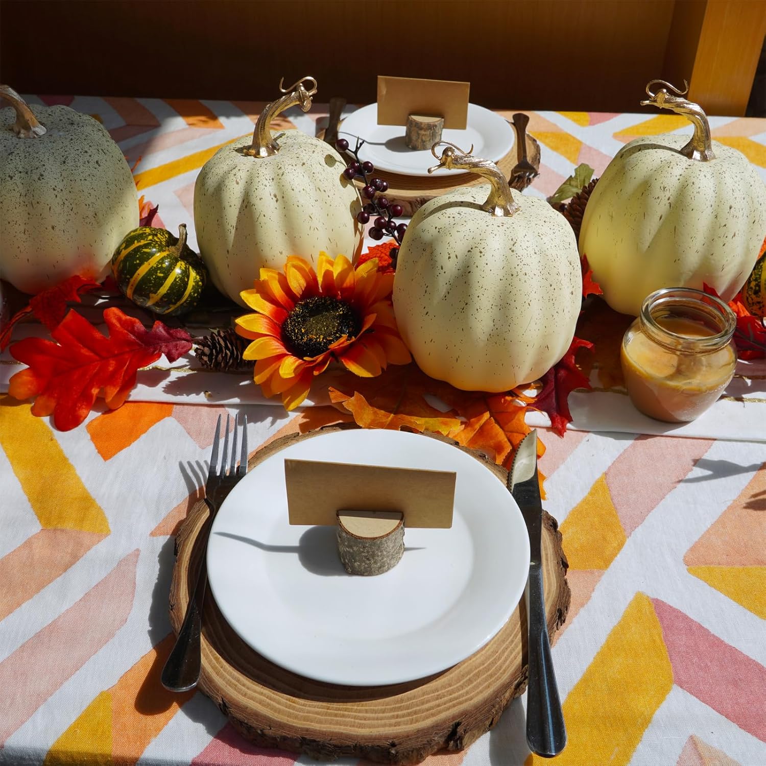 Winlyn 67 Inch Artificial Cream Pumpkins Set of 4