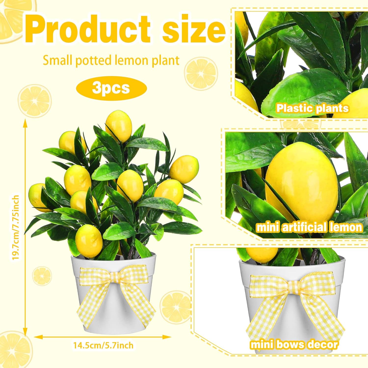 Jexine 3 Pack Lemon Tiered Tray Decor Set