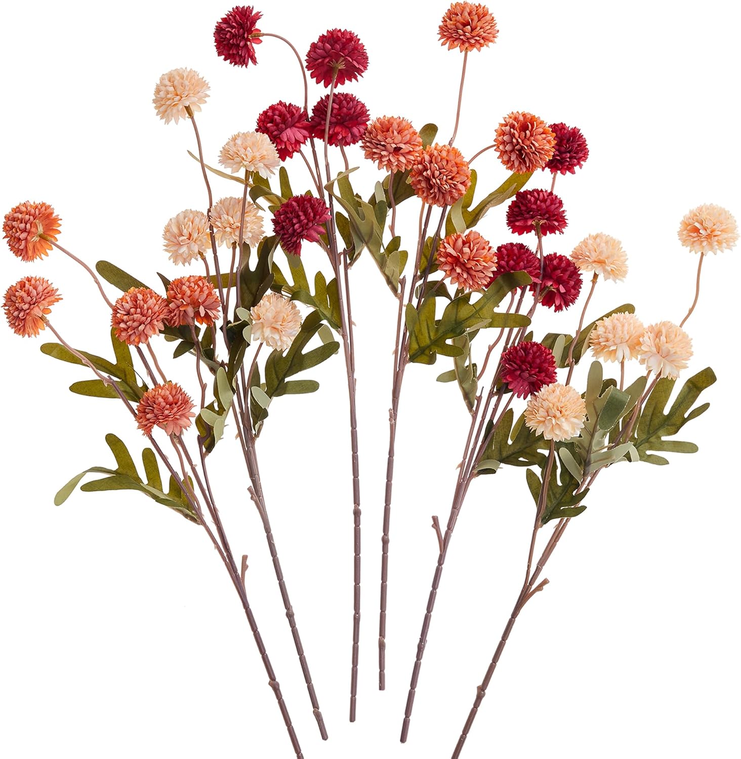 SITUMEIZI Artificial Burnt Orange Chrysanthemum Flowers 6Pcs Set