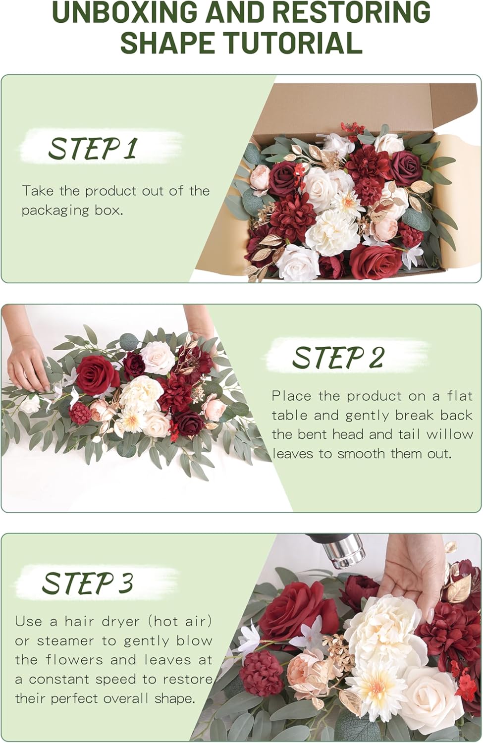 Faux Flower Swag Set of 2 for Wedding Welcome Signs