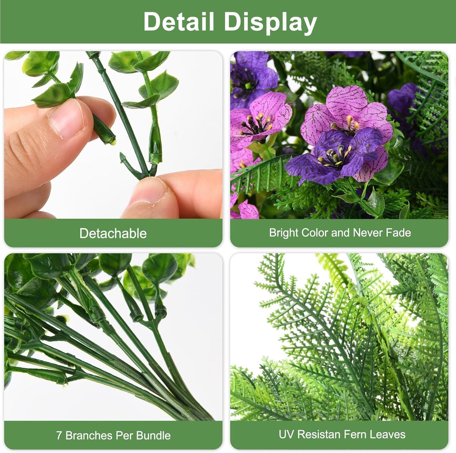Artificial Flowers Faux Plants Summer Decor 16 Bundles Blue