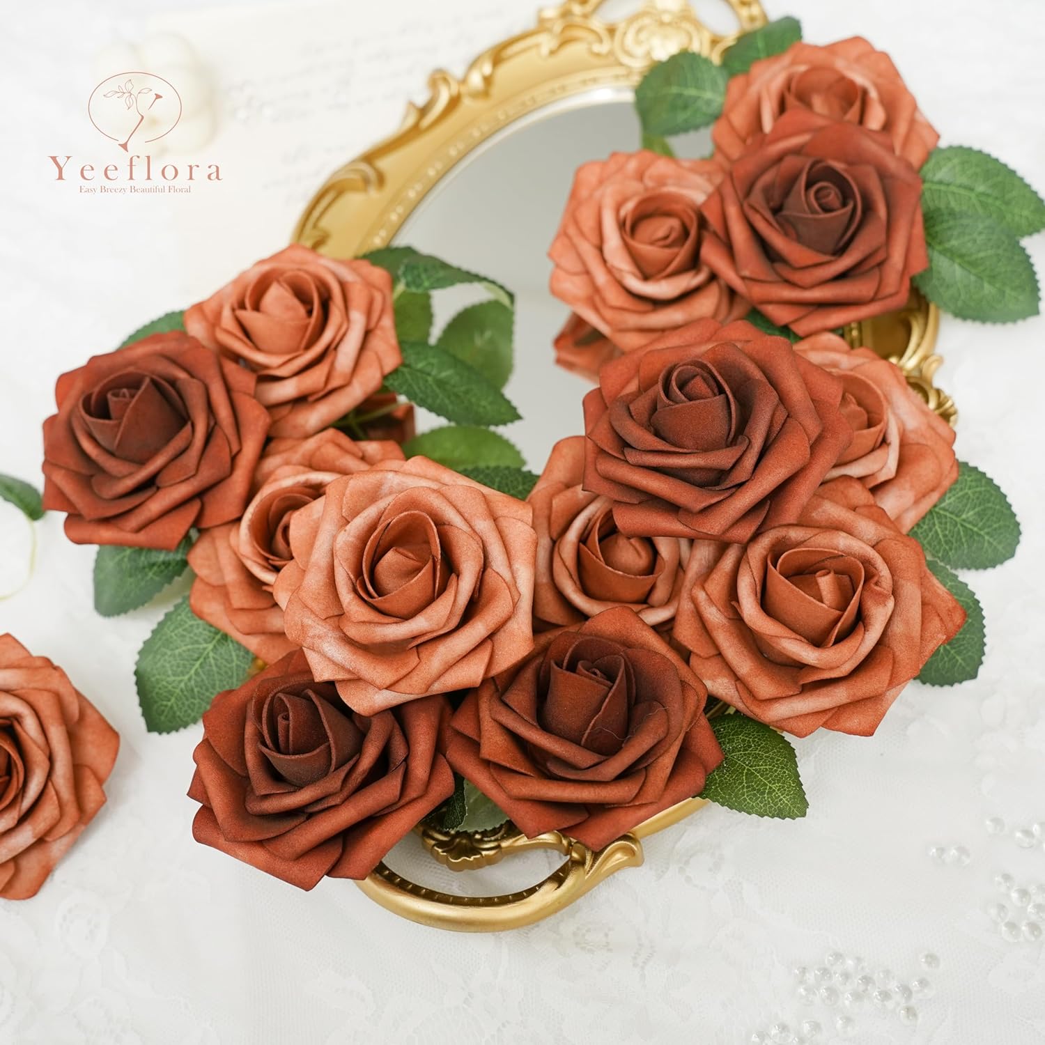 Artificial Flowers 25pcs Terracotta Foam Roses for Wedding Bouquets Centerpieces