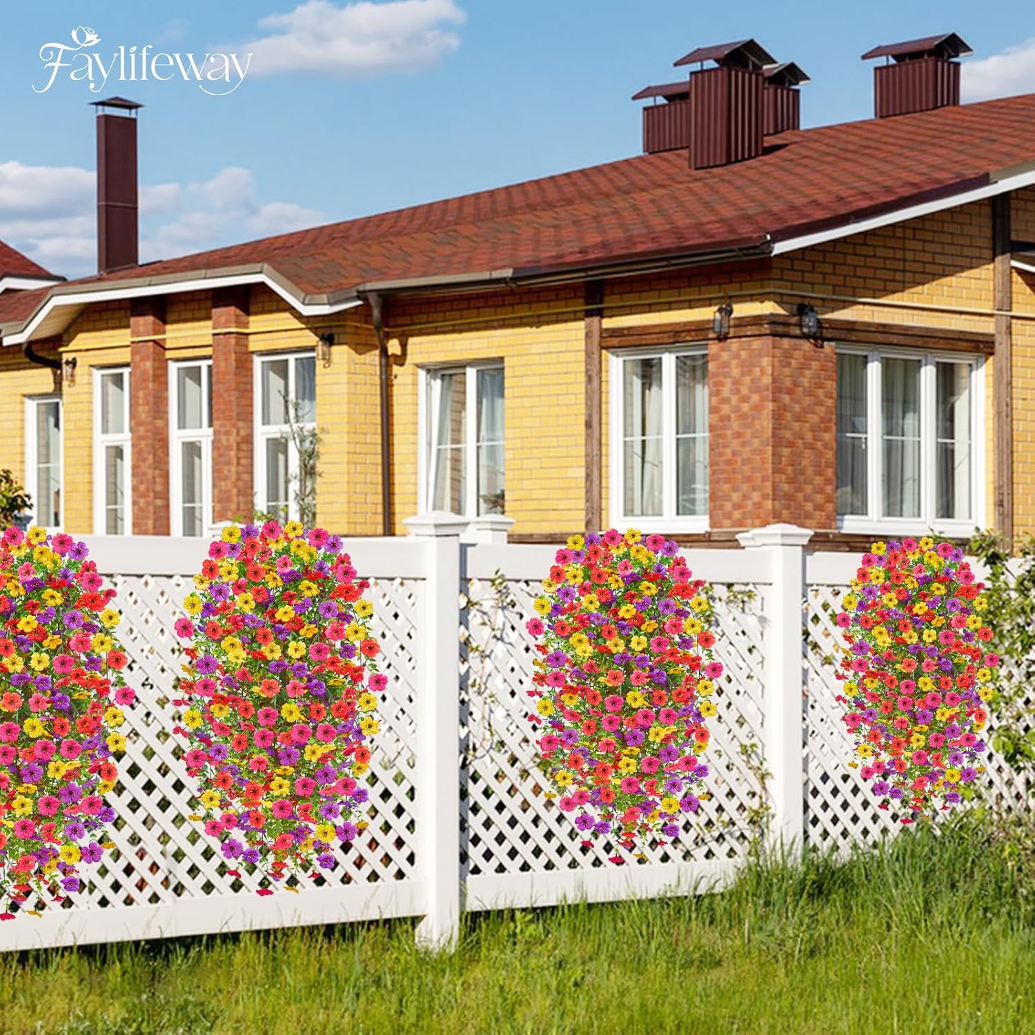 Upgrade UV-Resistant Artificial Hanging Flowers 4PCS
