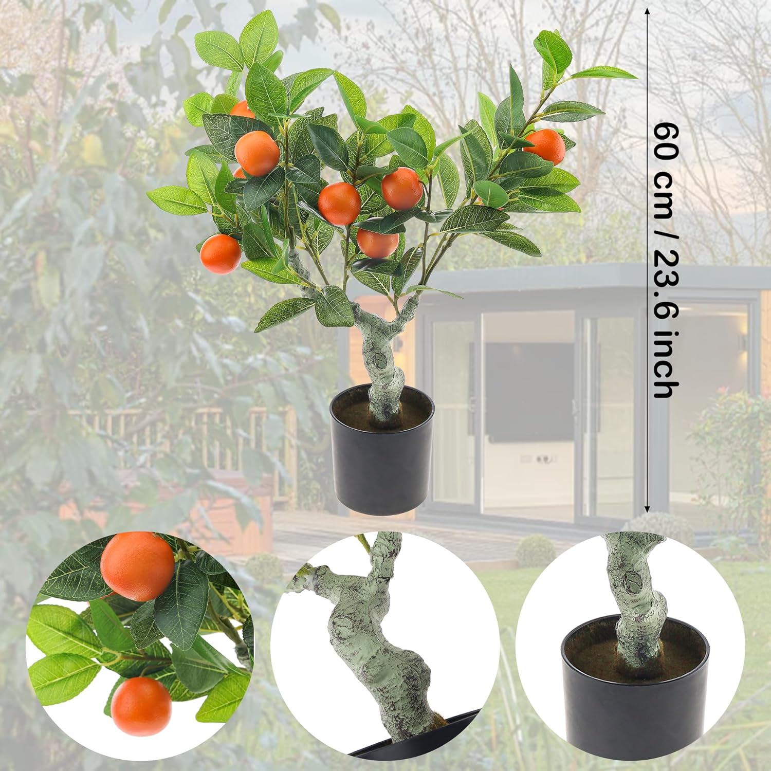 23 Inch Realistic Artificial Orange Tree with Fake Mandarin Oranges