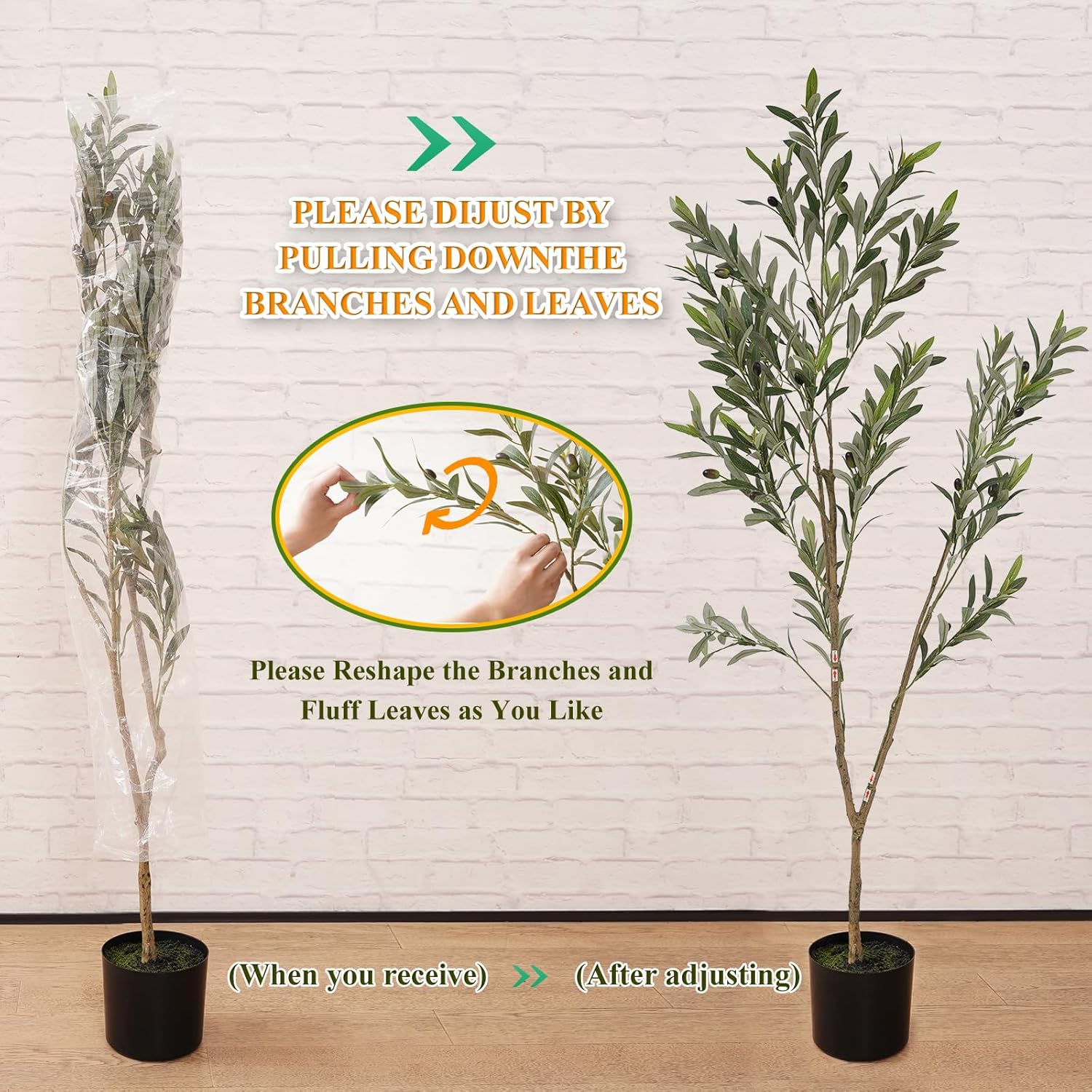 KULAMOON Artificial Olive Tree with Planter 5ft Black Realistic Fruits