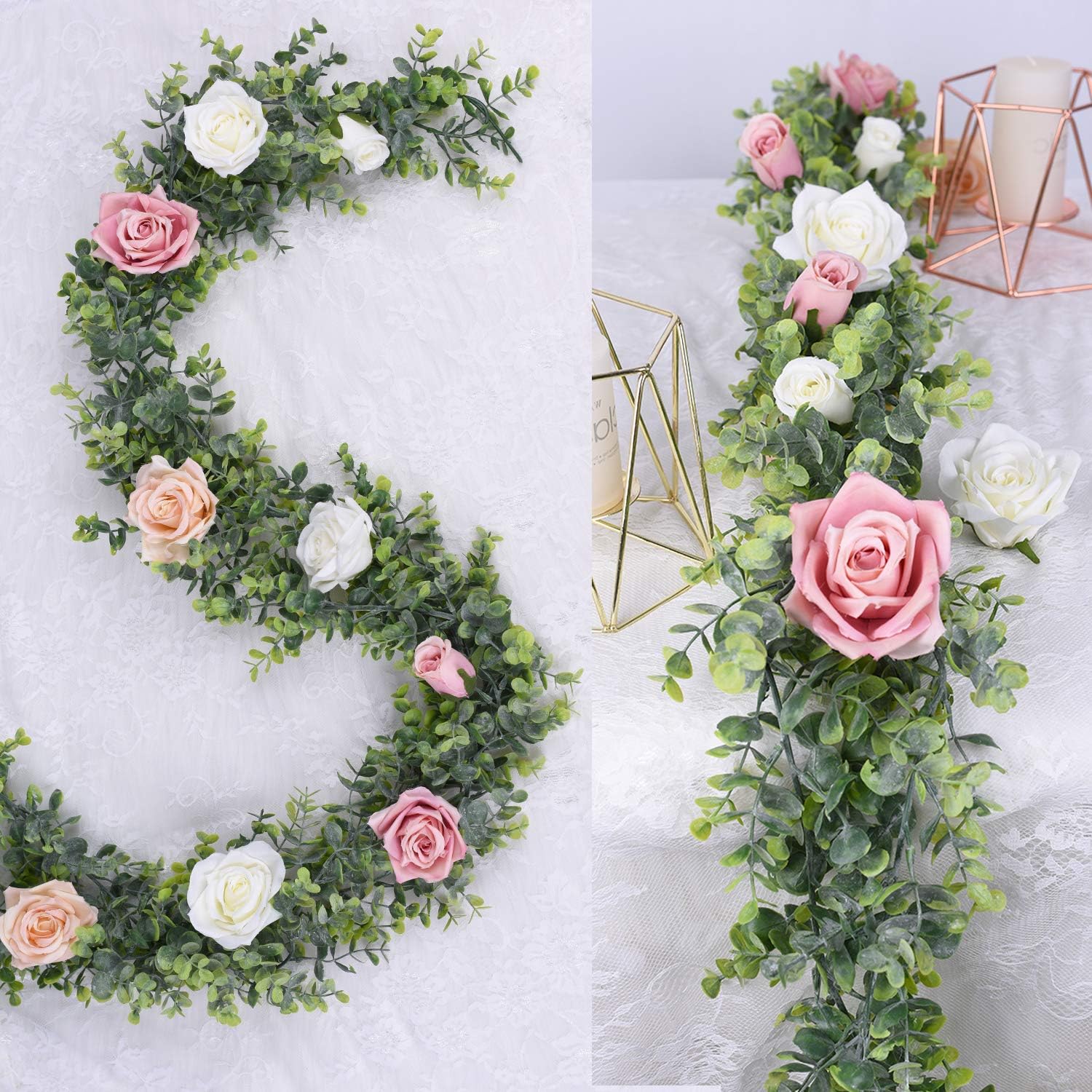 DearHouse 6 Pack Faux Eucalyptus Garland Plant